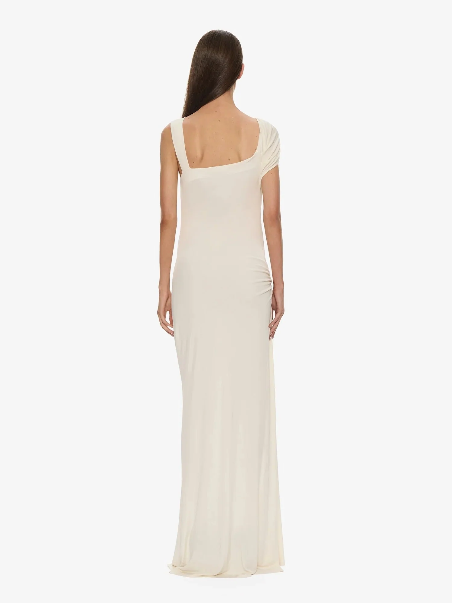 VEER SPIRAL CRYSTAL DRAPED JERSEY DRESS MILK - Image 4