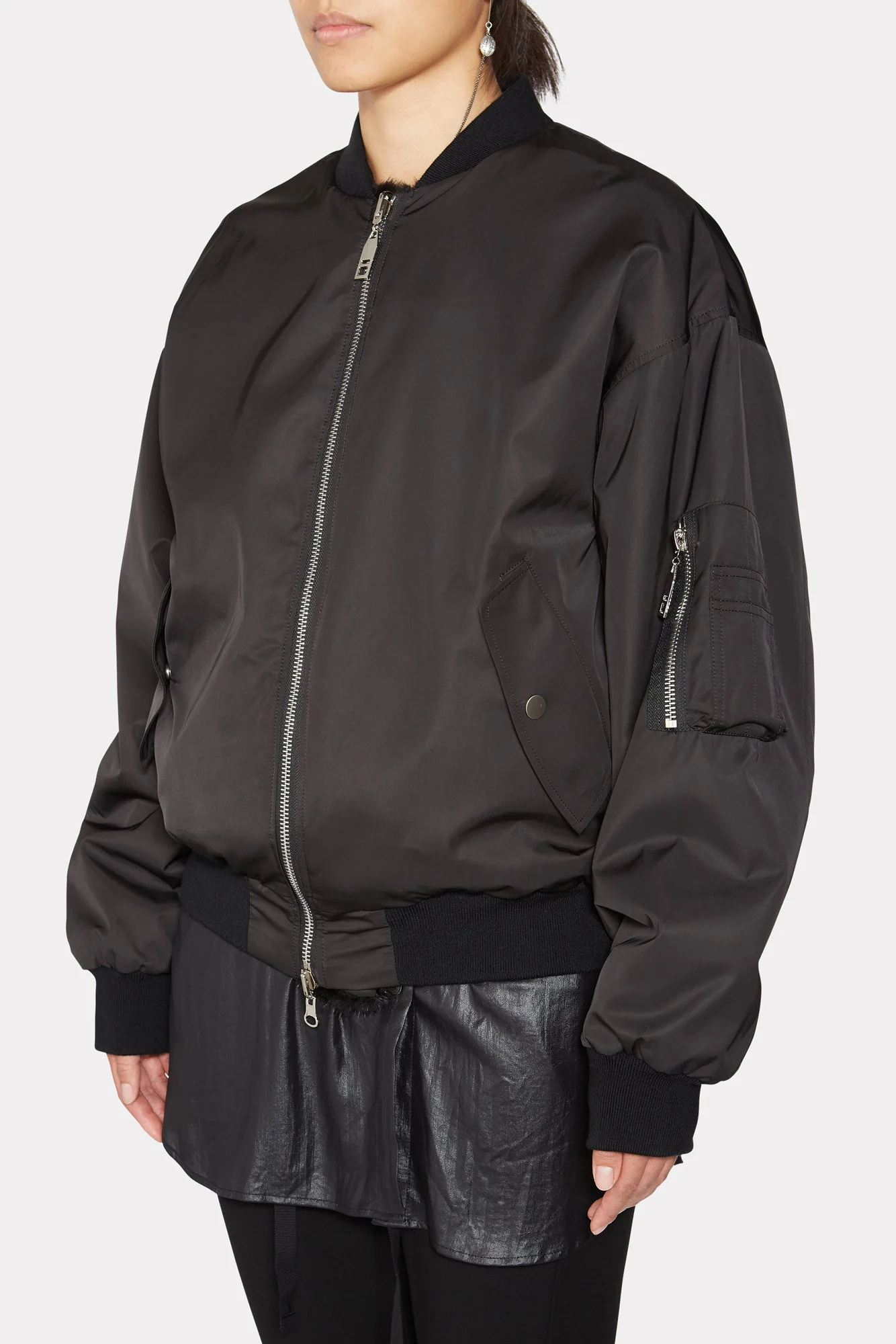 BLACK UNISEX REVERSIBLE MINK FUR BOMBER W/O LOGO - Image 16