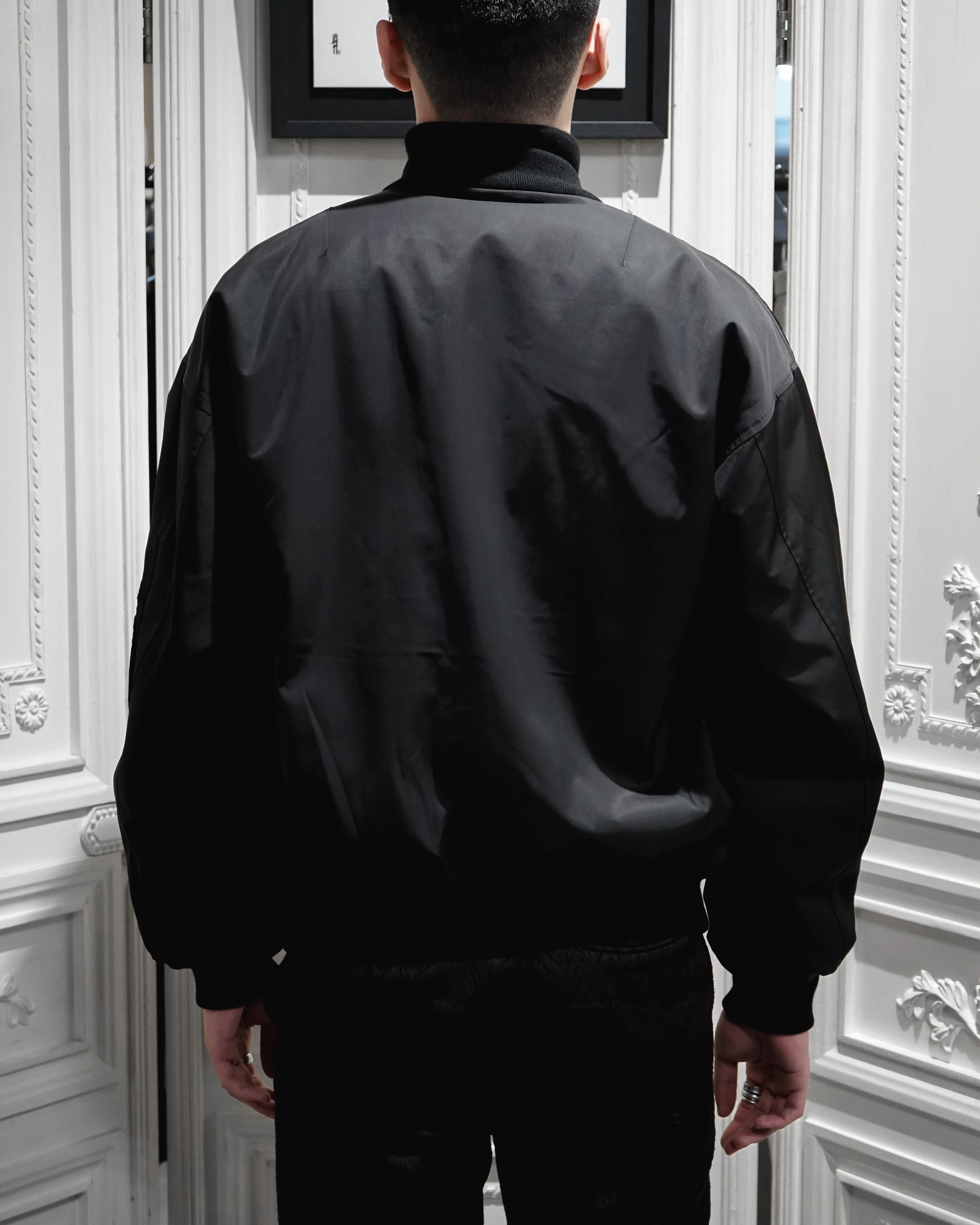 BLACK UNISEX REVERSIBLE MINK FUR BOMBER W/O LOGO - Image 7