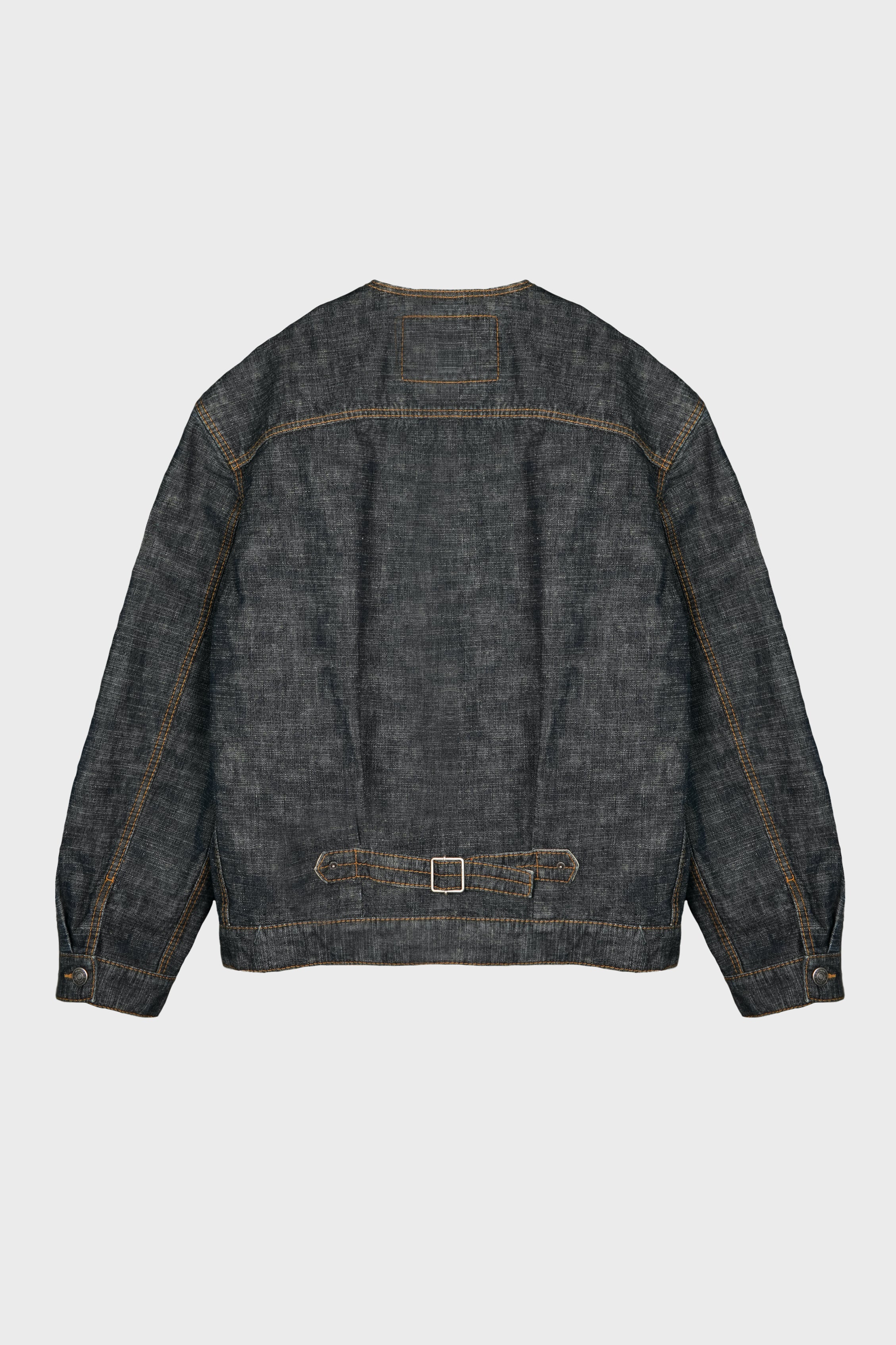 DENIM COLLARLESS JACKET NAVY BLUE - Image 2