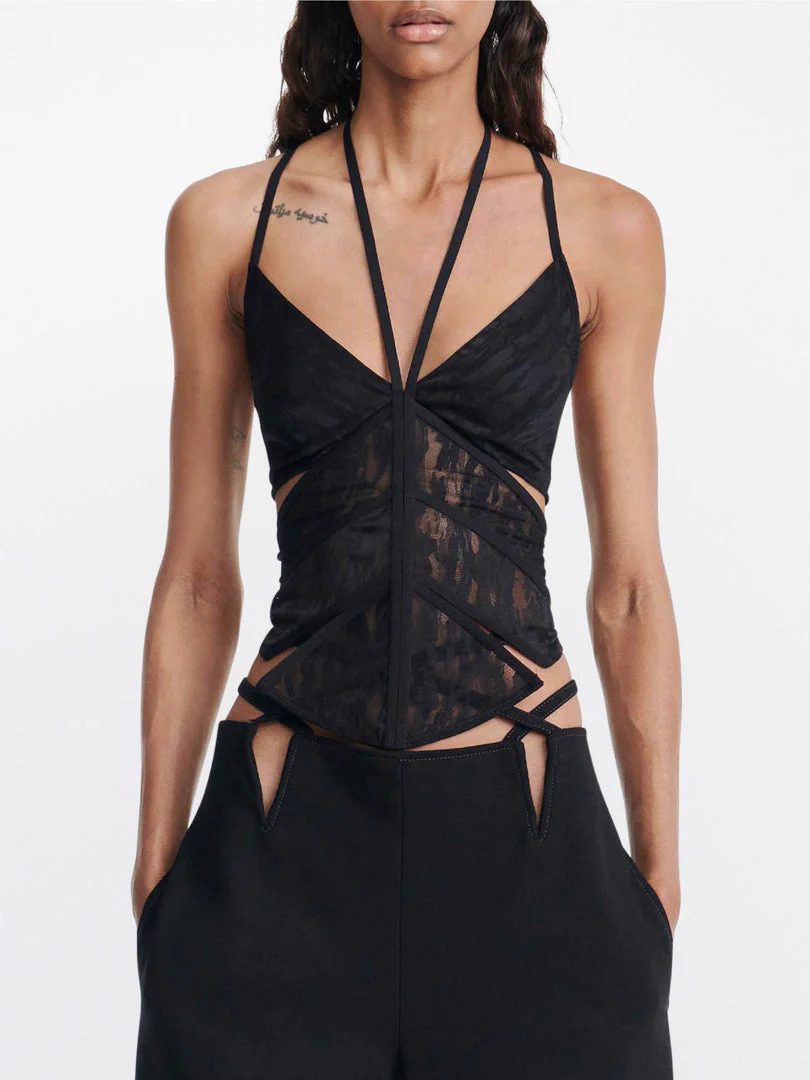 BLACK CAMO LACE CORSET - Image 2