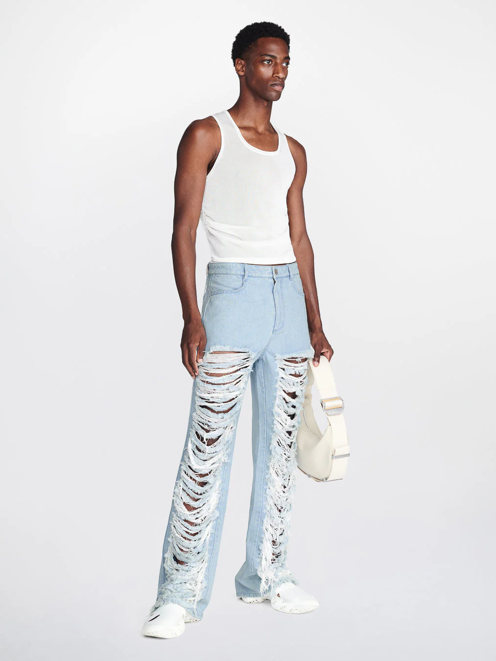 CLASSIC DENIM FRAYED PANTS - Image 4