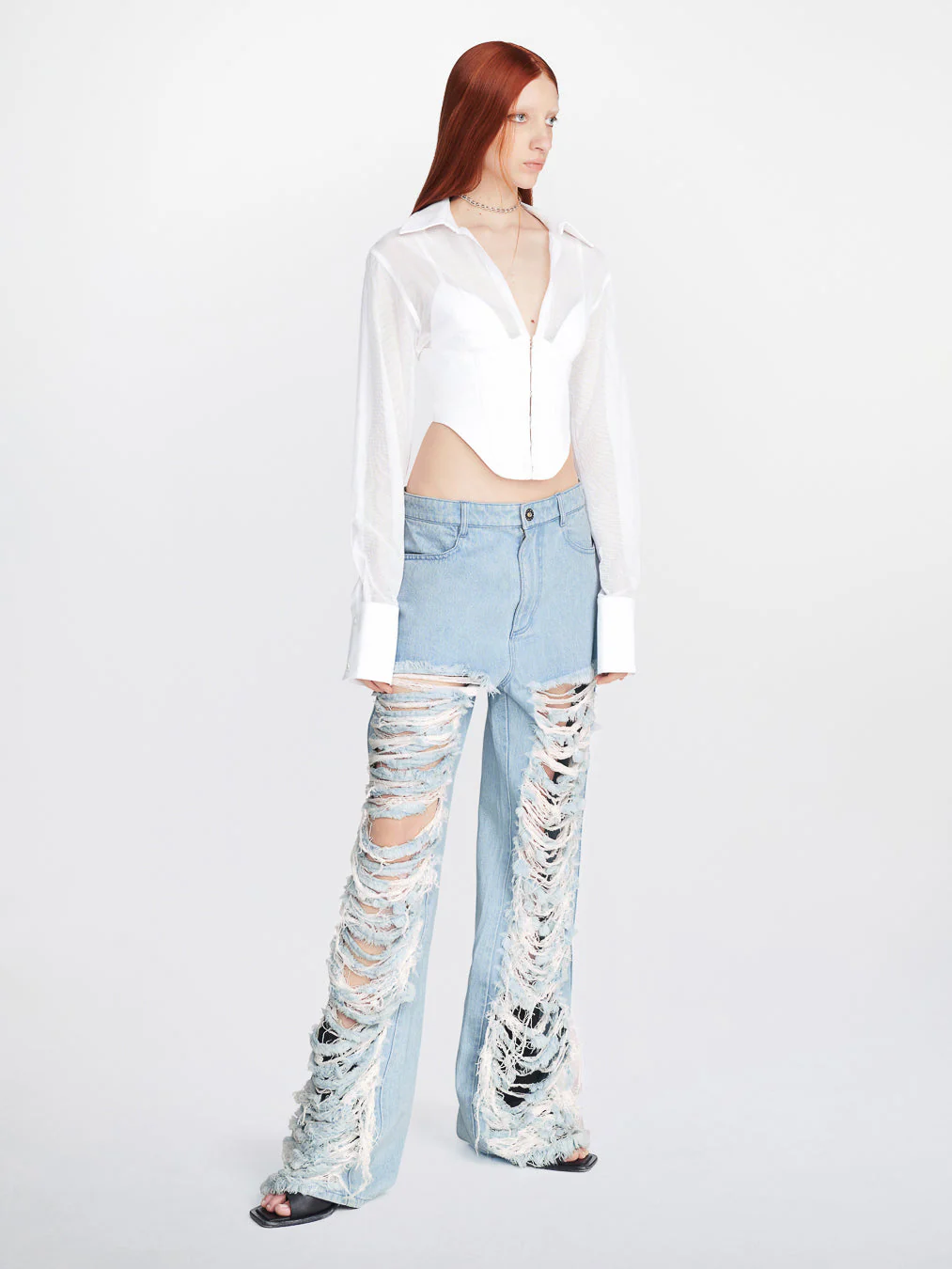 CLASSIC DENIM FRAYED PANTS - Image 5