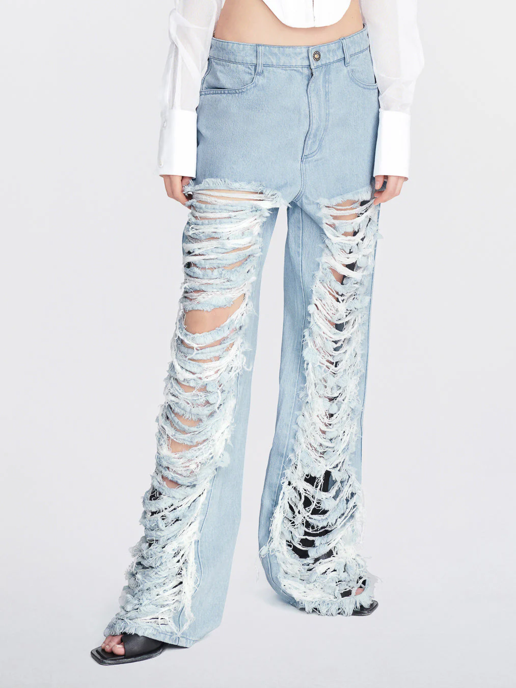 CLASSIC DENIM FRAYED PANTS - Image 7