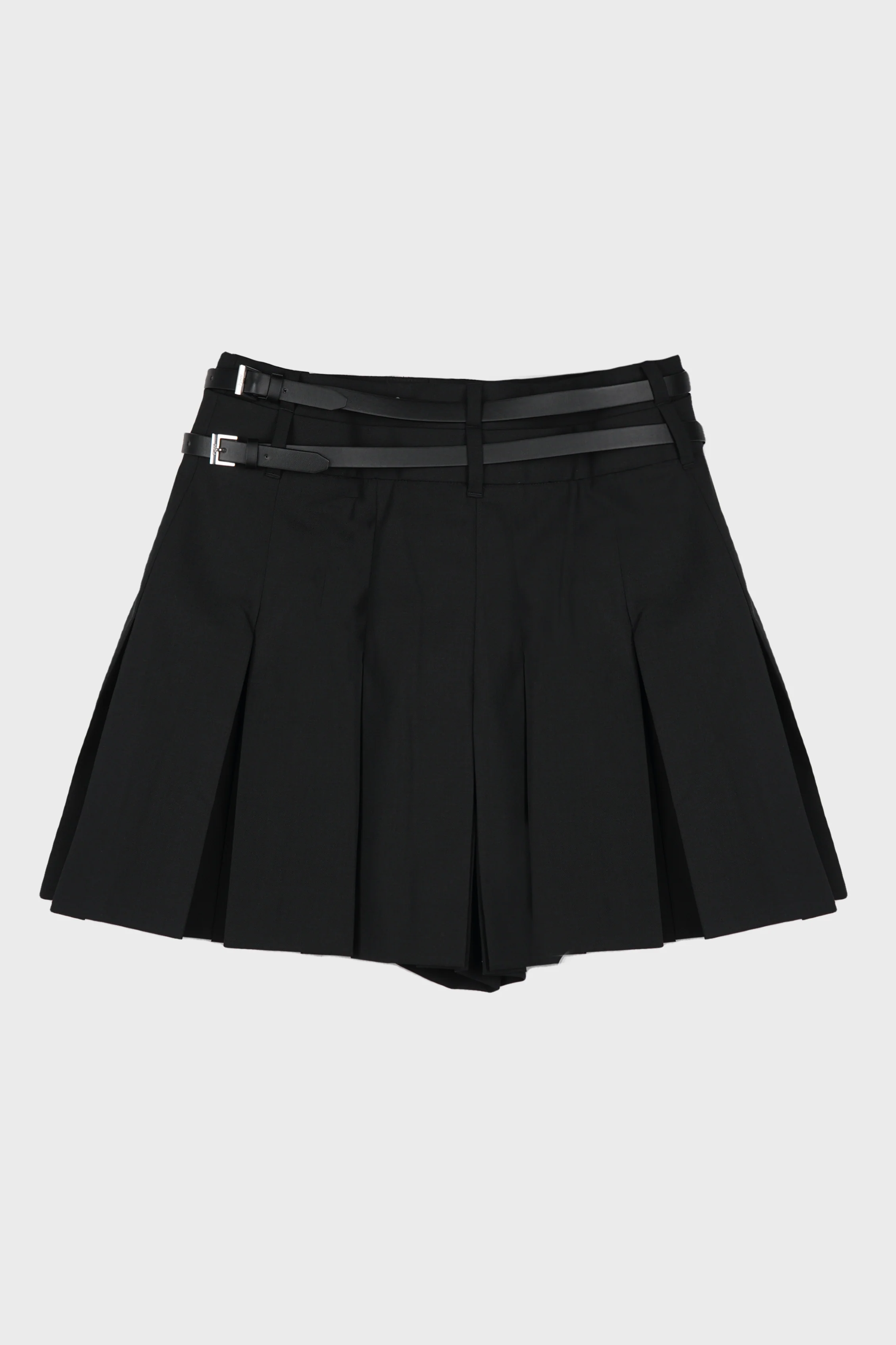 DOUBLE BELTED PLEATED SHORTS BLACK - Image 2