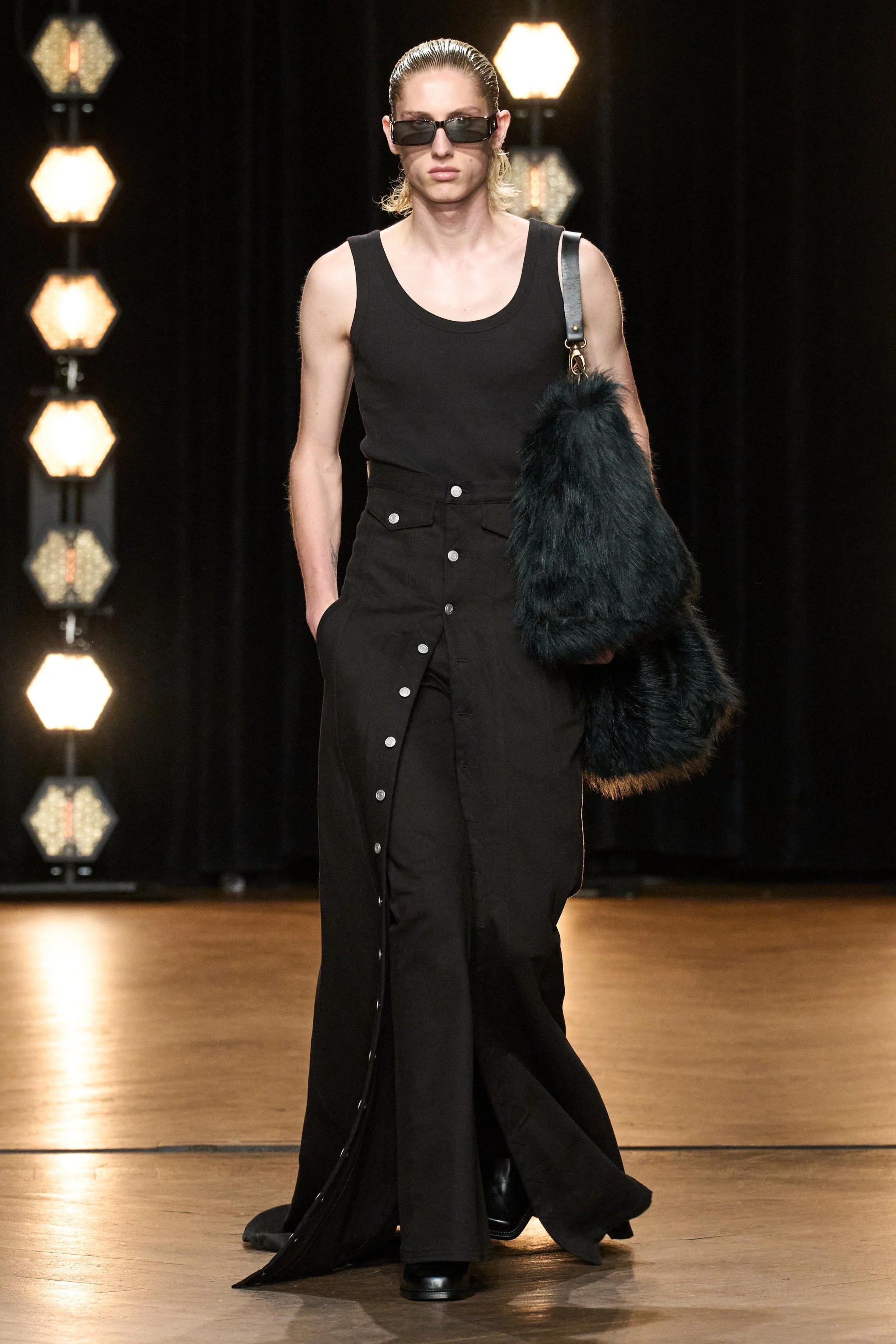 MAXI DENIM SKIRT BLACK STONEWASHED - Image 2