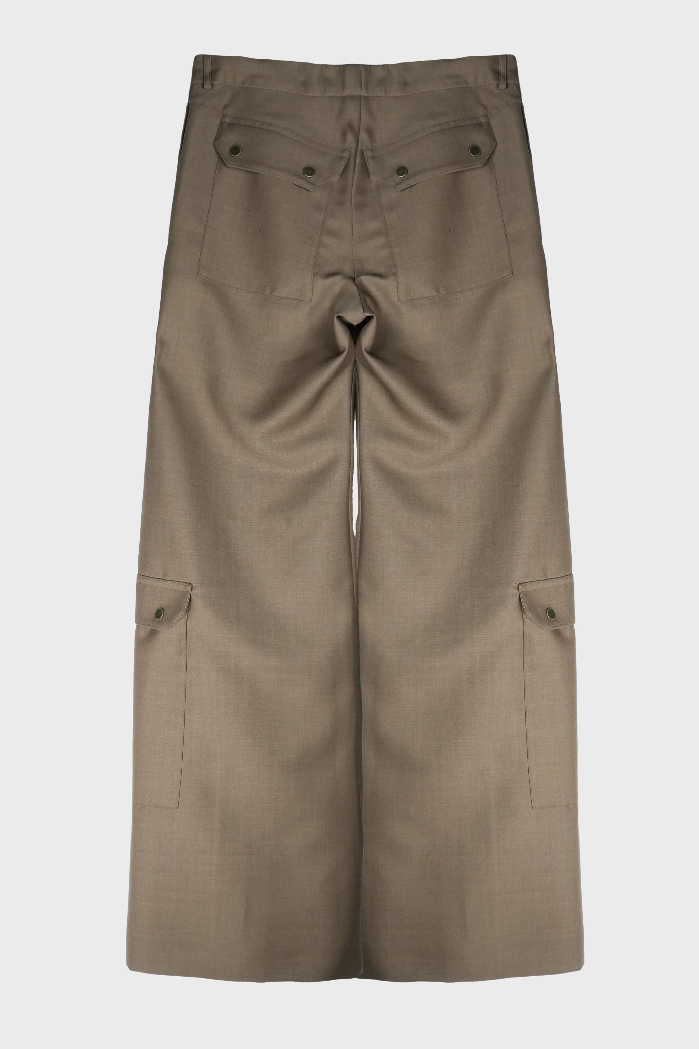 MULTI-ZIP FRONT TROUSER VISCOSE TAILORING WOOL BROWN - Image 2