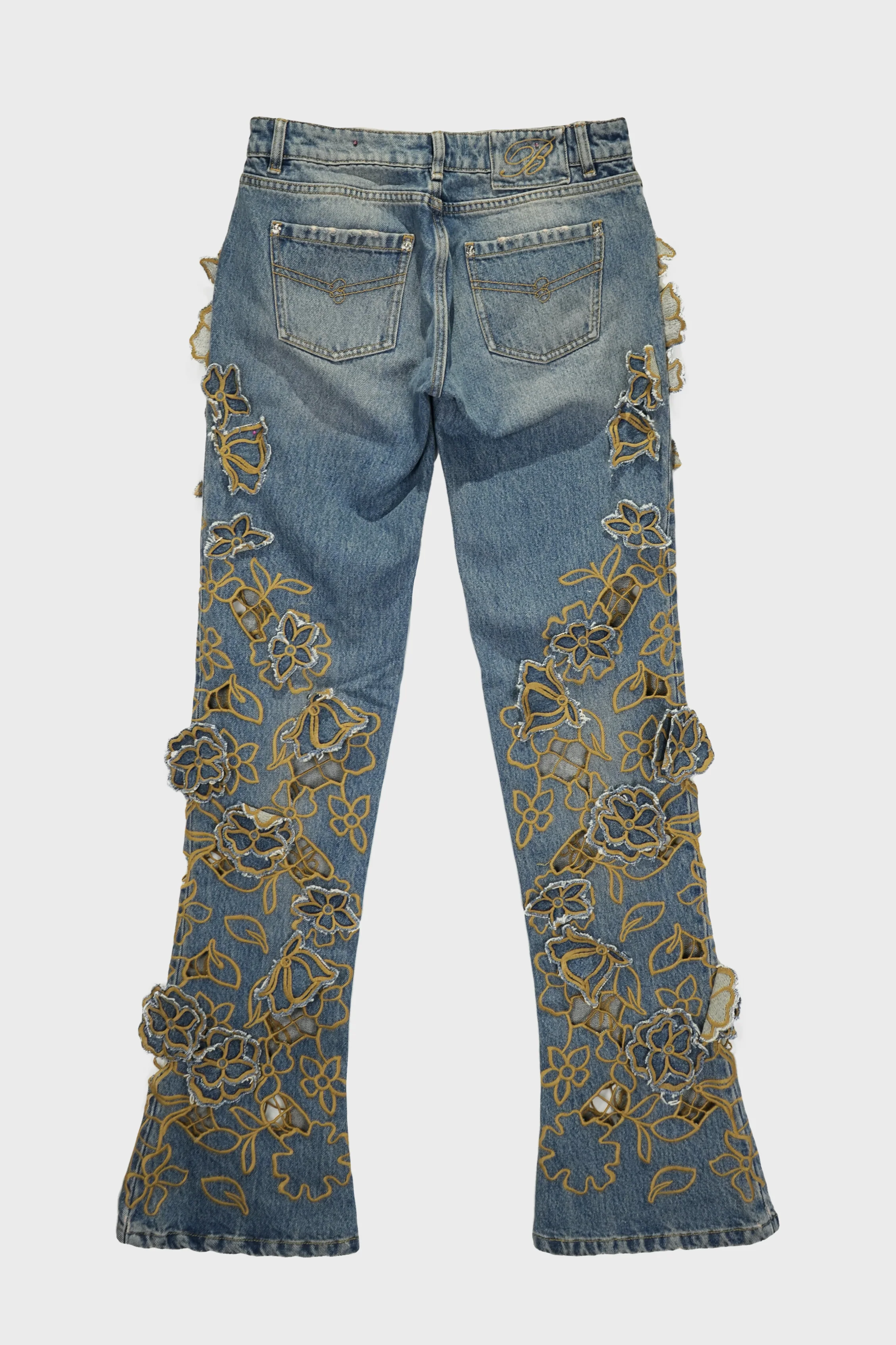 EMBR DENIM PANTS PEACOAT/WARM SAND - Image 2