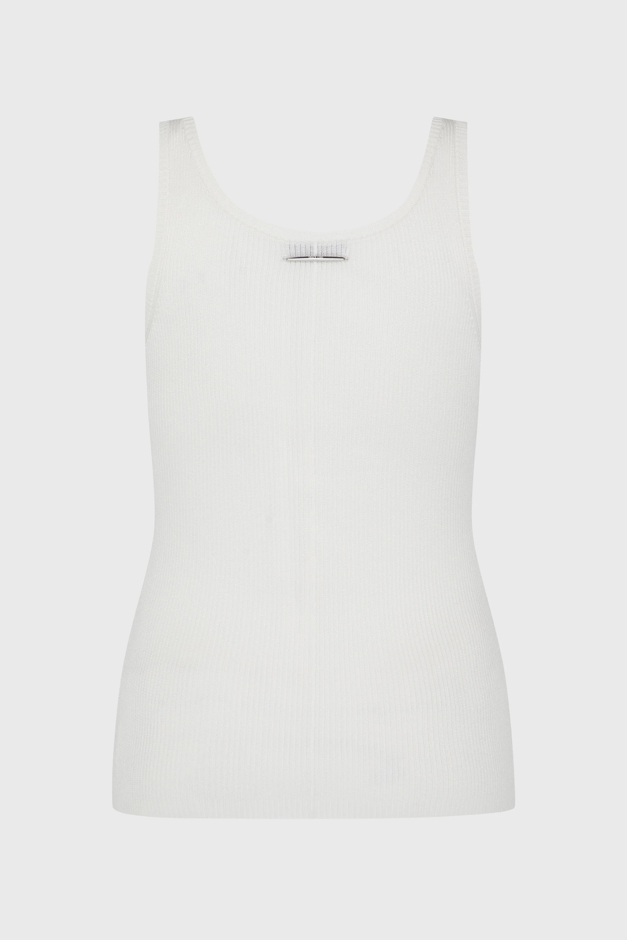RIBBED-KNIT COLUMN TANK TOP IVORY - Image 3