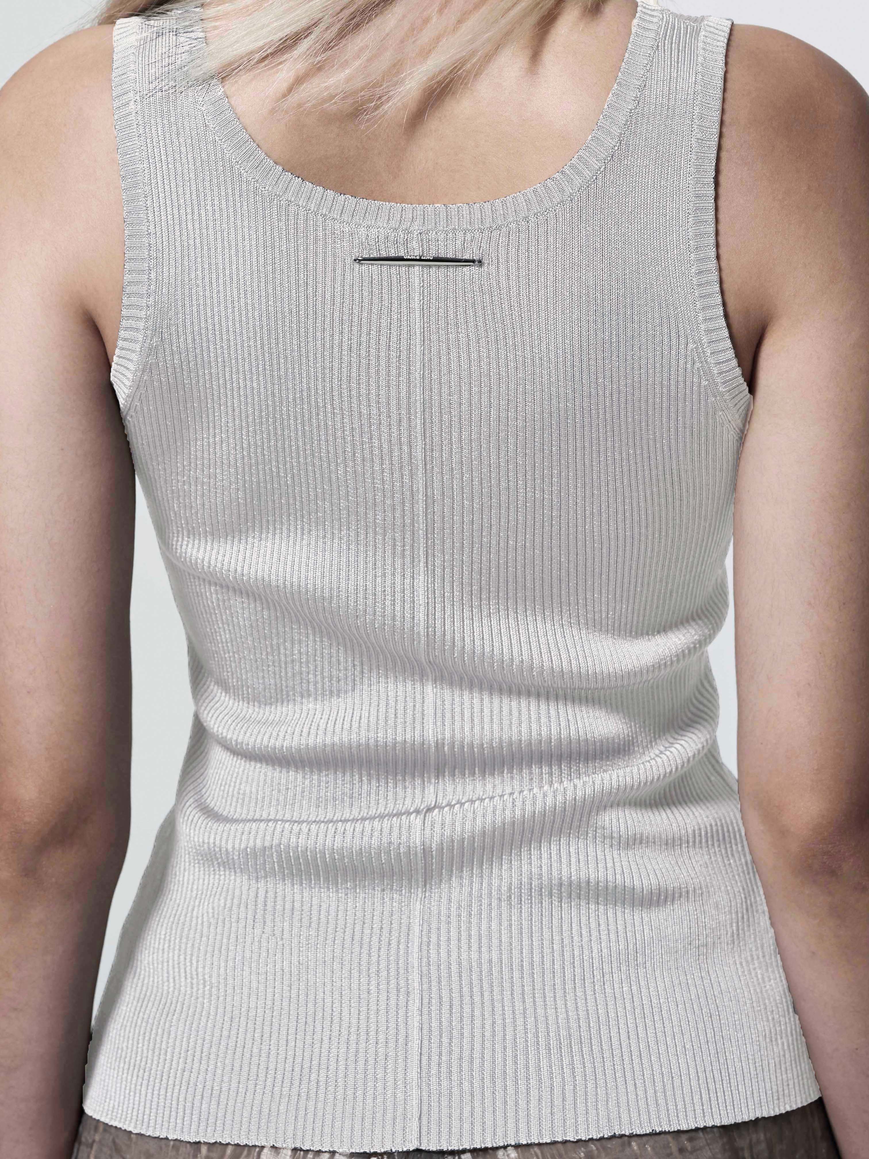 RIBBED-KNIT COLUMN TANK TOP IVORY - Image 4