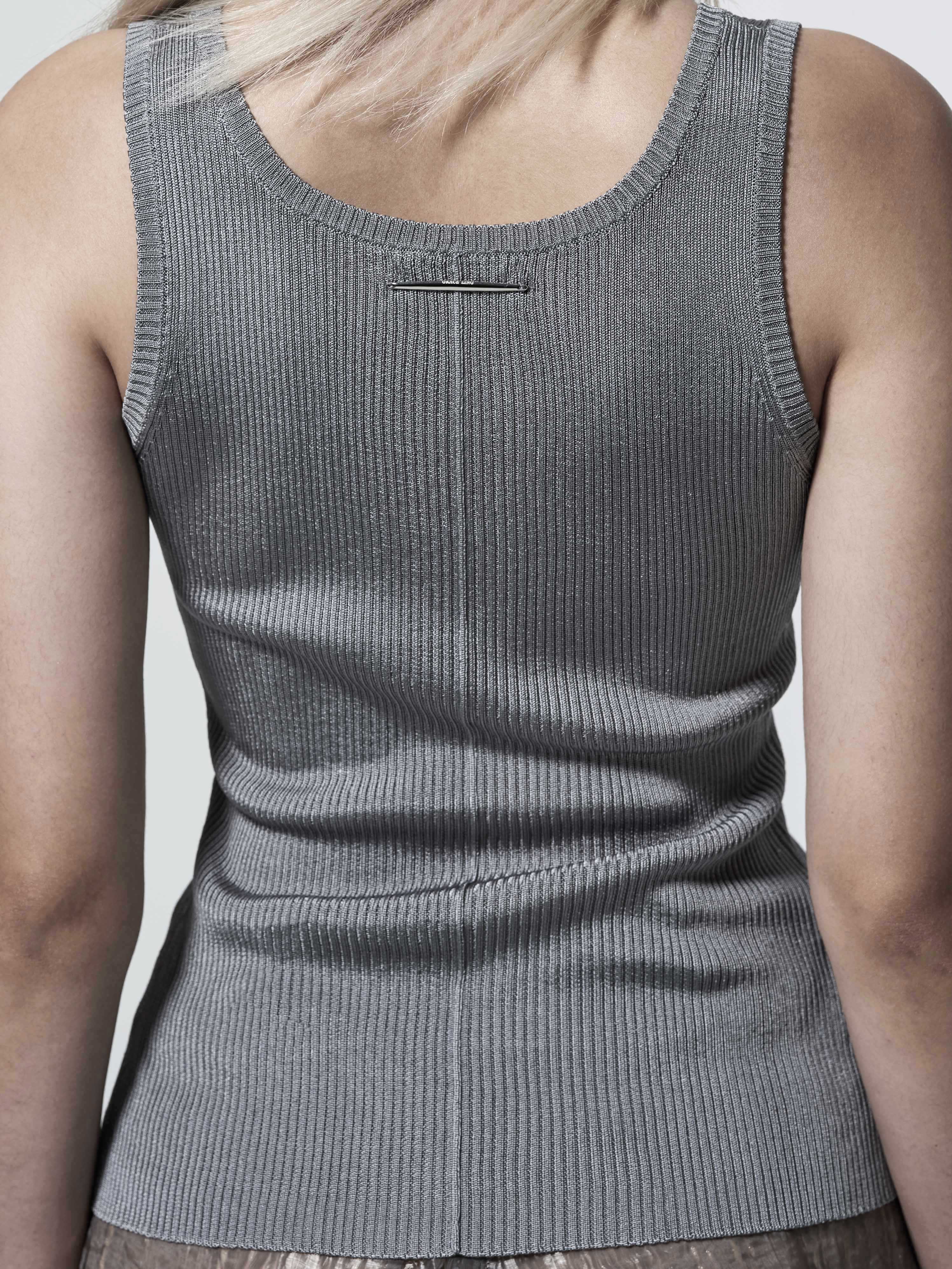 RIBBED-KNIT COLUMN TANK TOP STEEL - Image 4