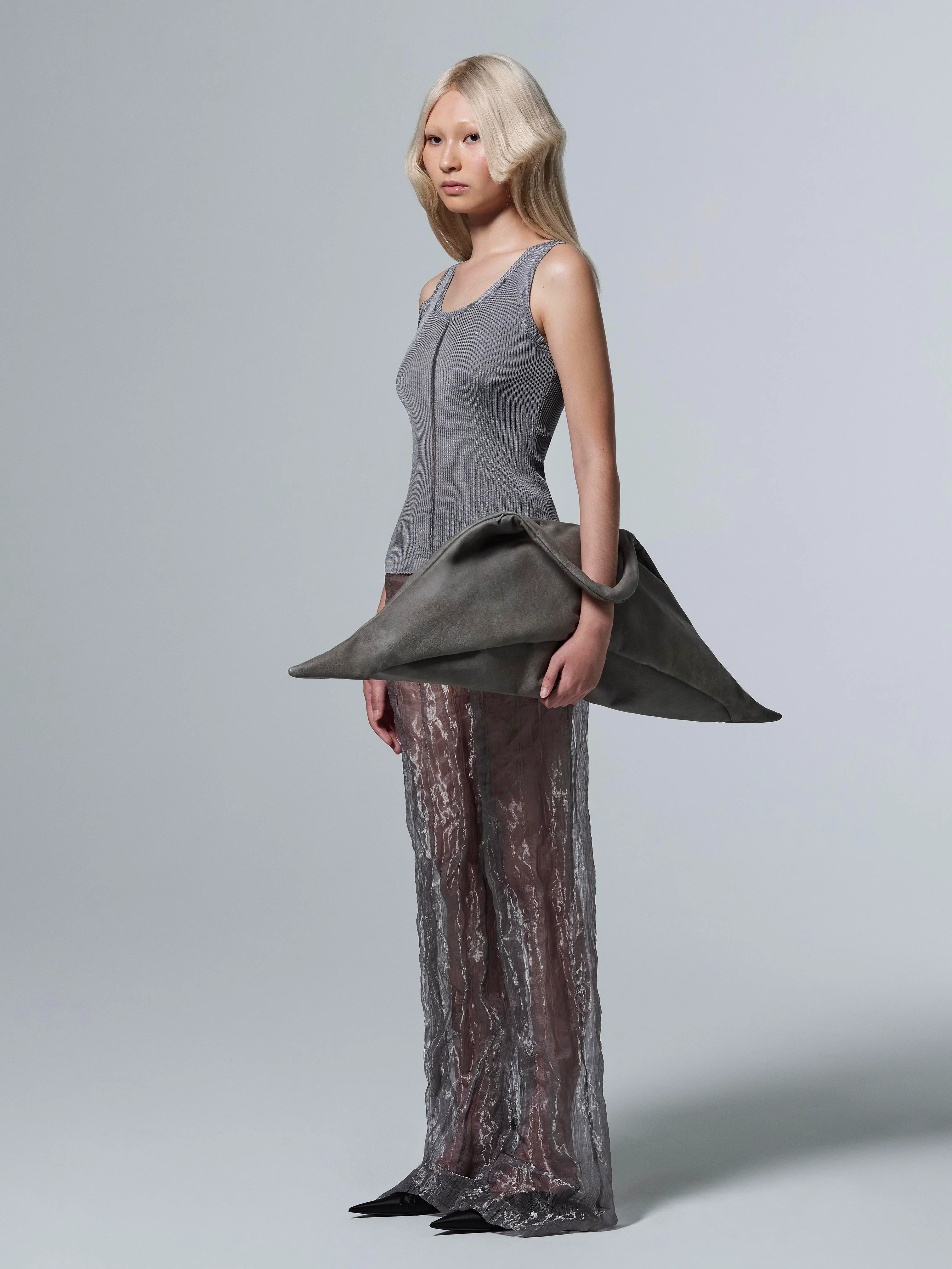 RIBBED-KNIT COLUMN TANK TOP STEEL - Image 5