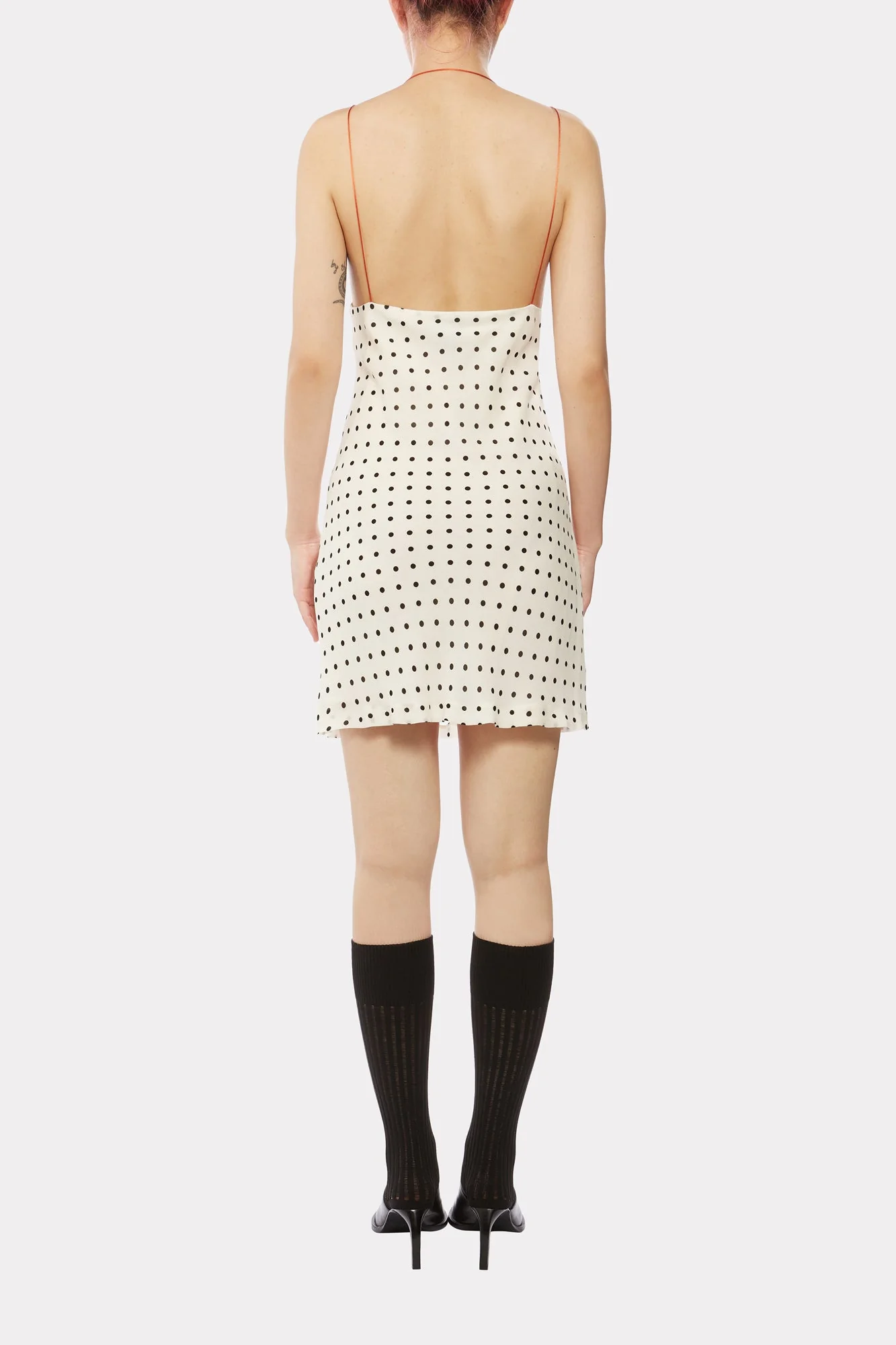 IVORY Polka-dot SHORT CAMISOLE DRESS - Image 3
