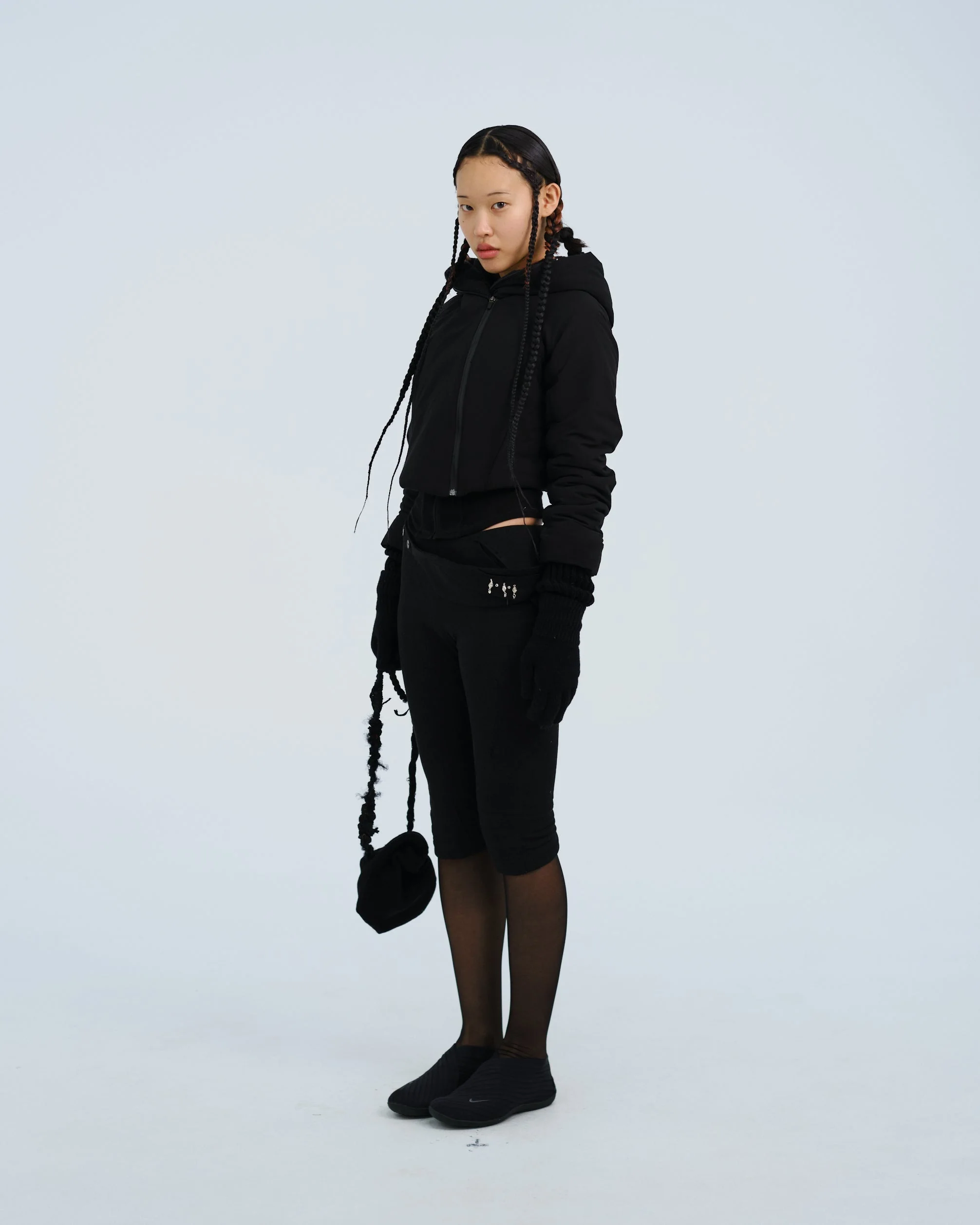 CAPRI PANTS w/ SILVER CHARM BAG BLACK - Image 5