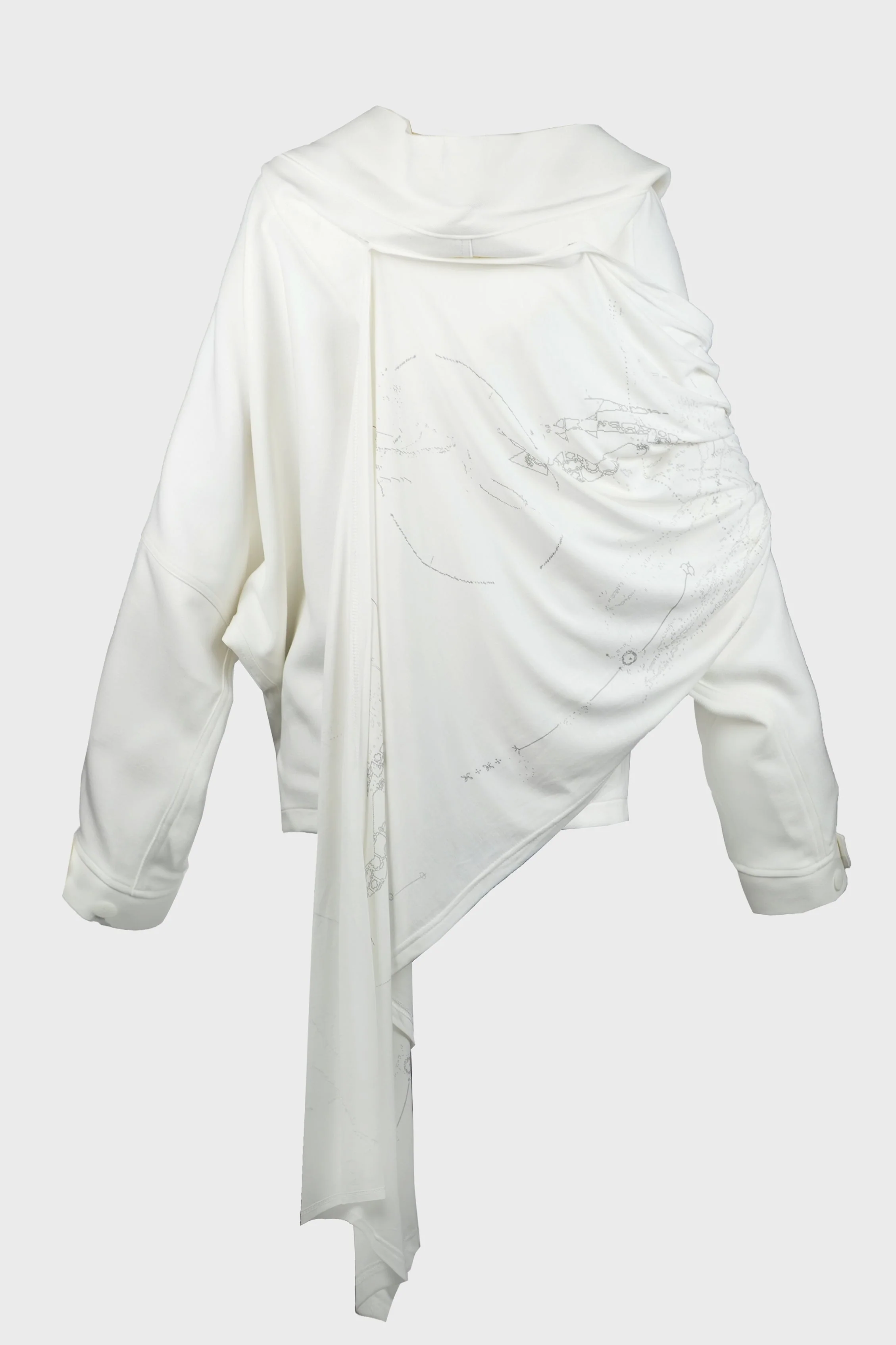 HOODED JACKET w/ GRAPHIC MUFFLER IVORY - Image 3