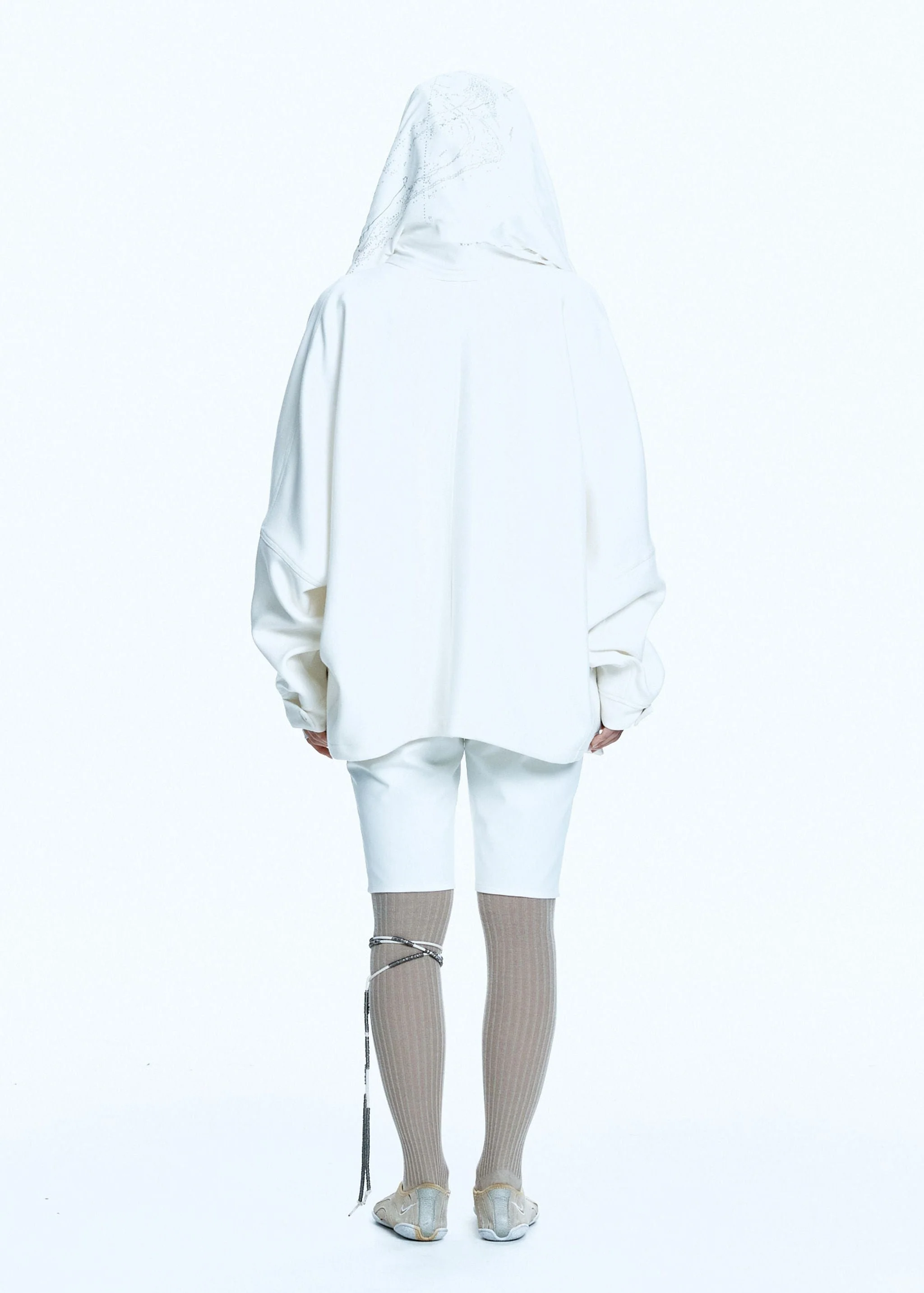 HOODED JACKET w/ GRAPHIC MUFFLER IVORY - Image 4