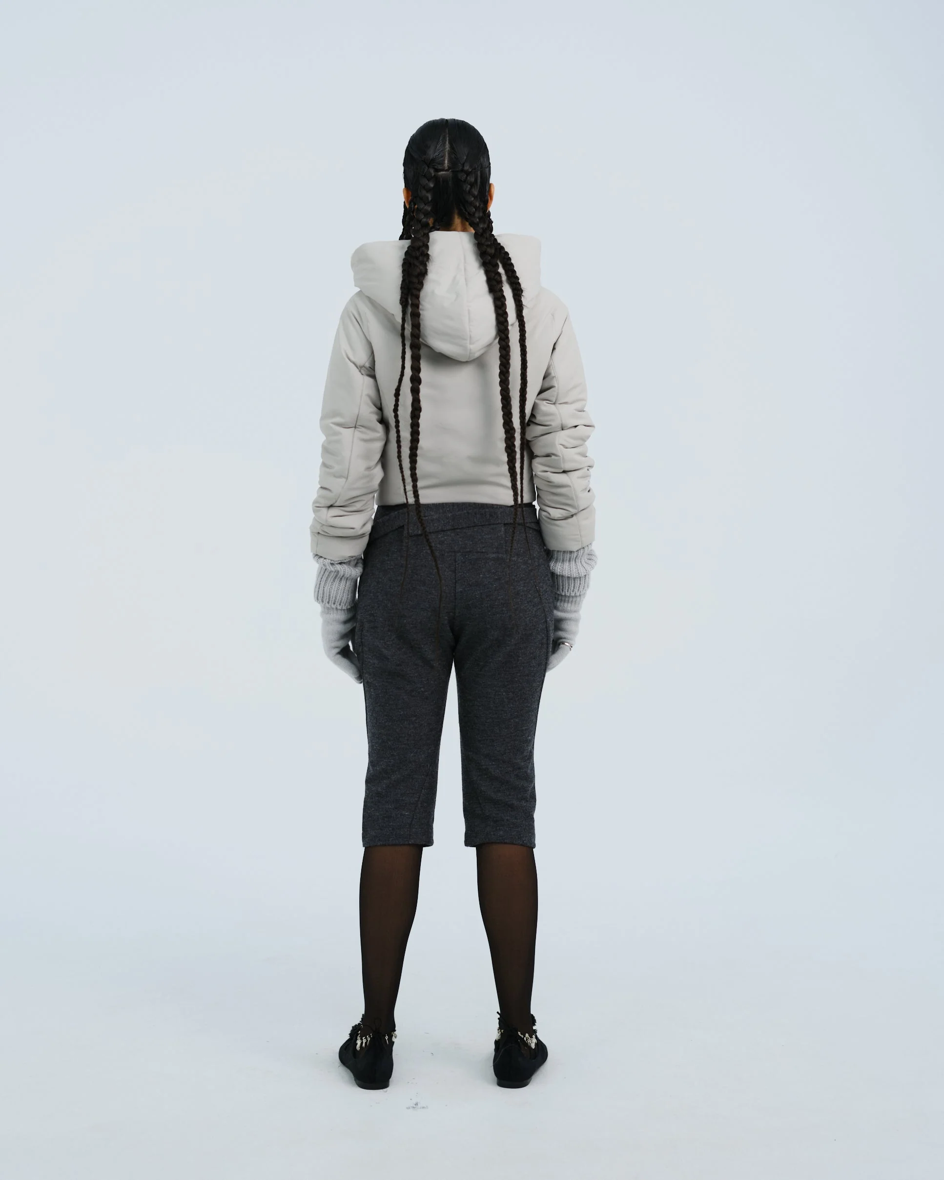 PADDED CROP JACKET w/ GLOVES FRENCH GREY - Image 2