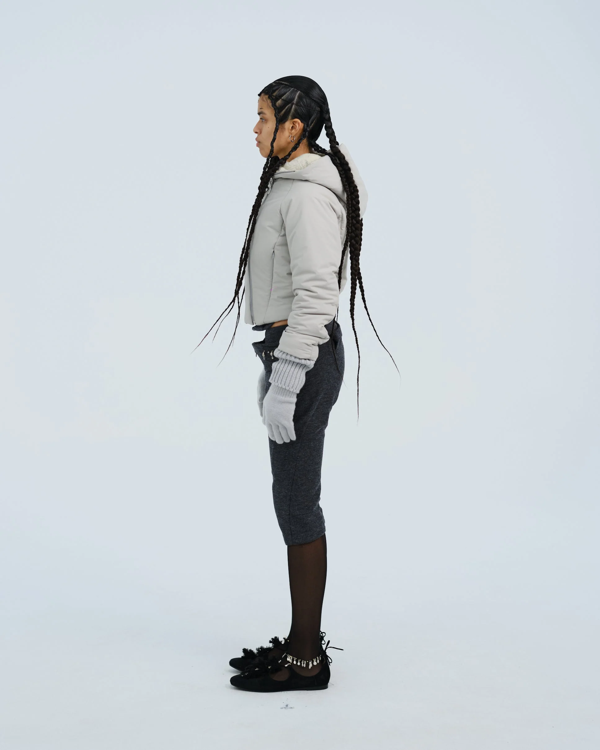 PADDED CROP JACKET w/ GLOVES FRENCH GREY - Image 6