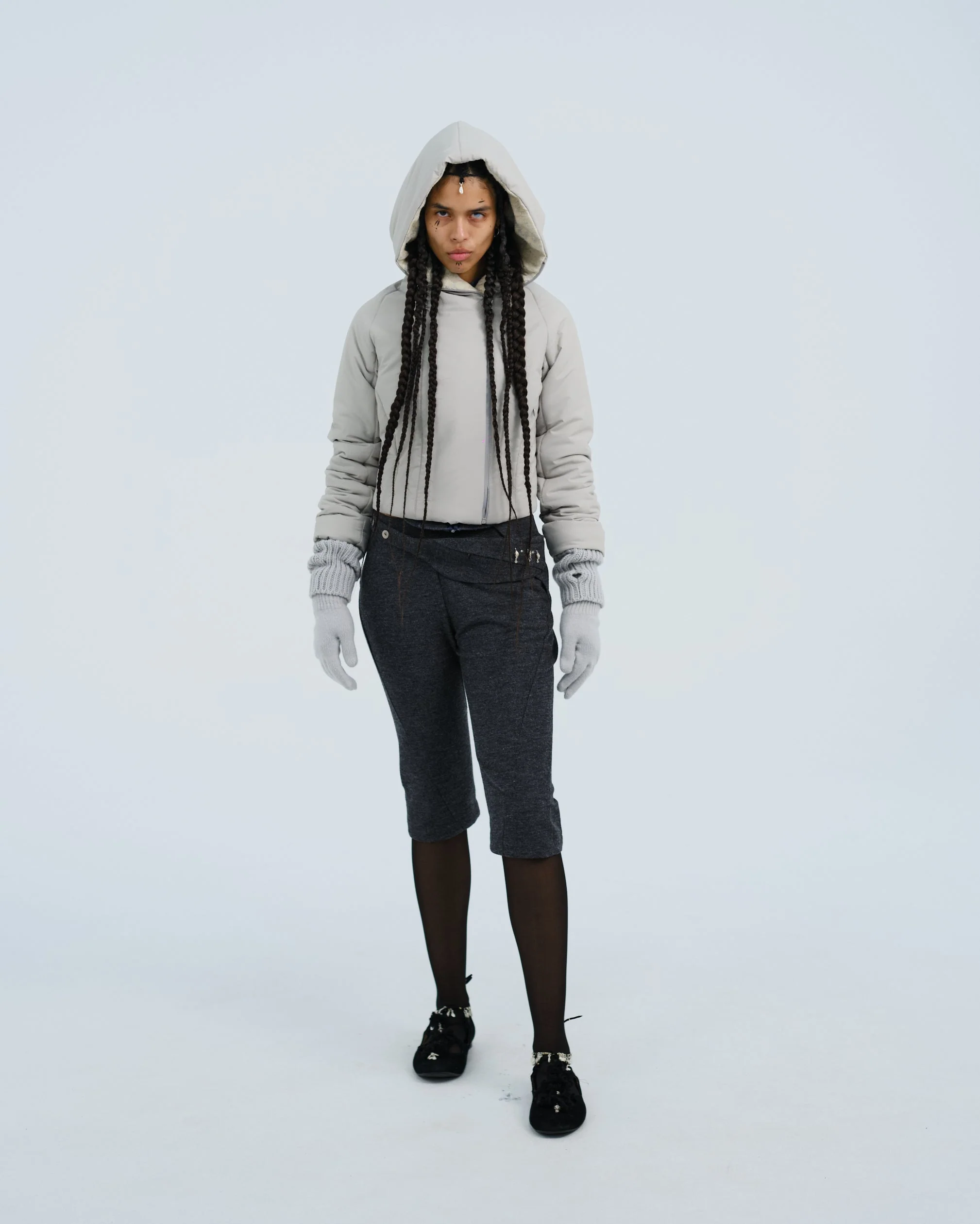 PADDED CROP JACKET w/ GLOVES FRENCH GREY - Image 8