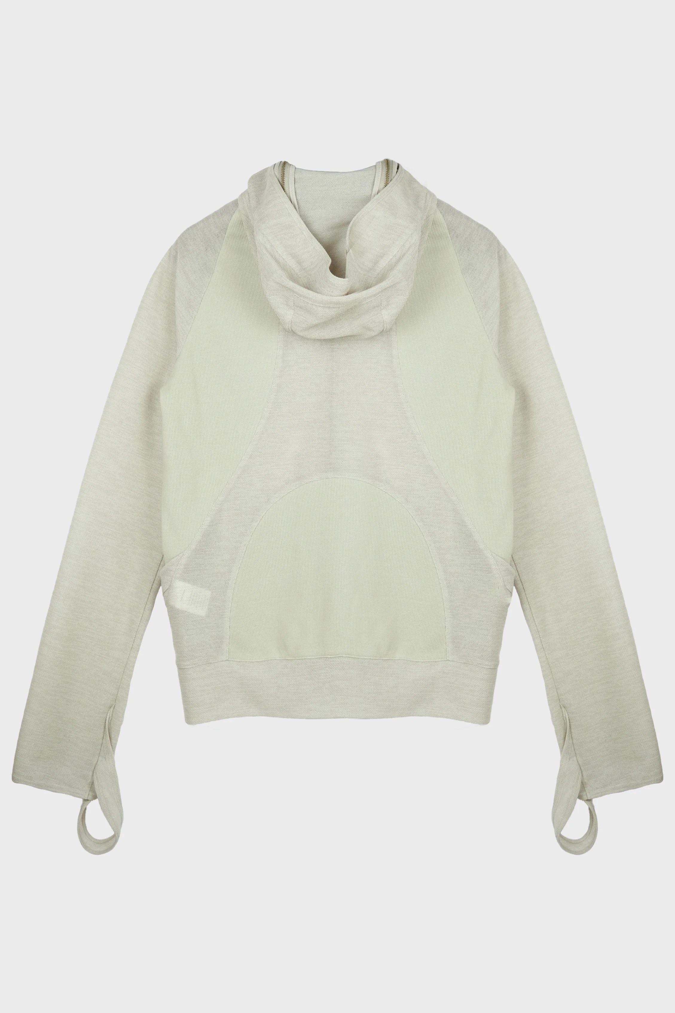 SLASHED ZIP HOODIE BEIGE - Image 3