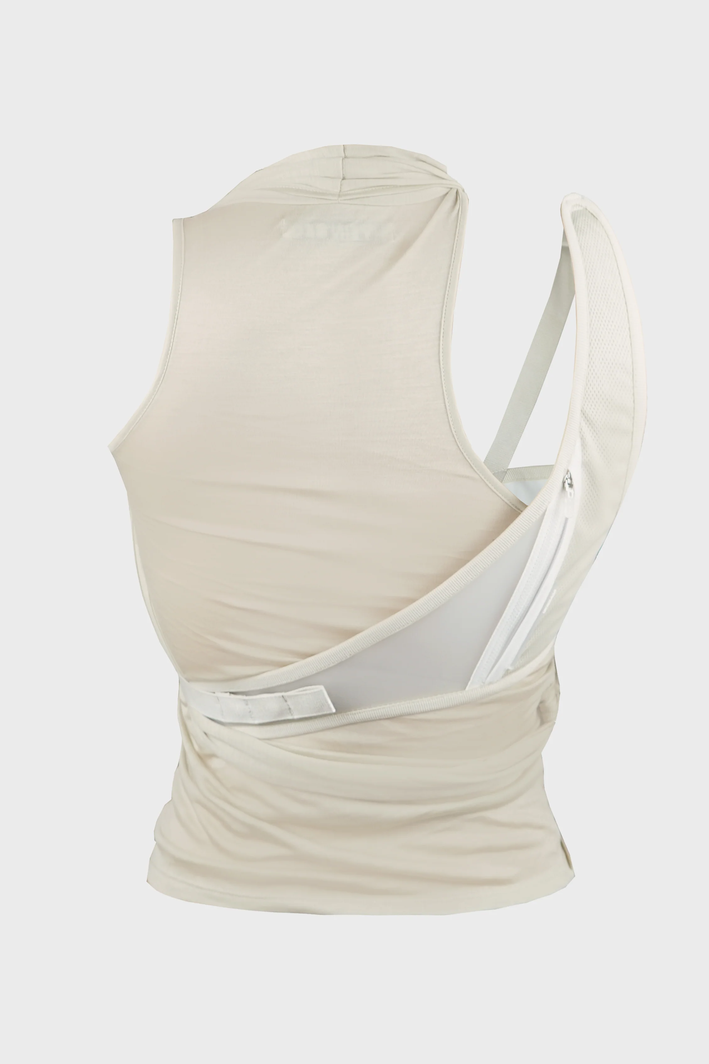 SLEEVELESS KNOT TOP w/ BACK STRAP MOSS BEIGE - Image 3