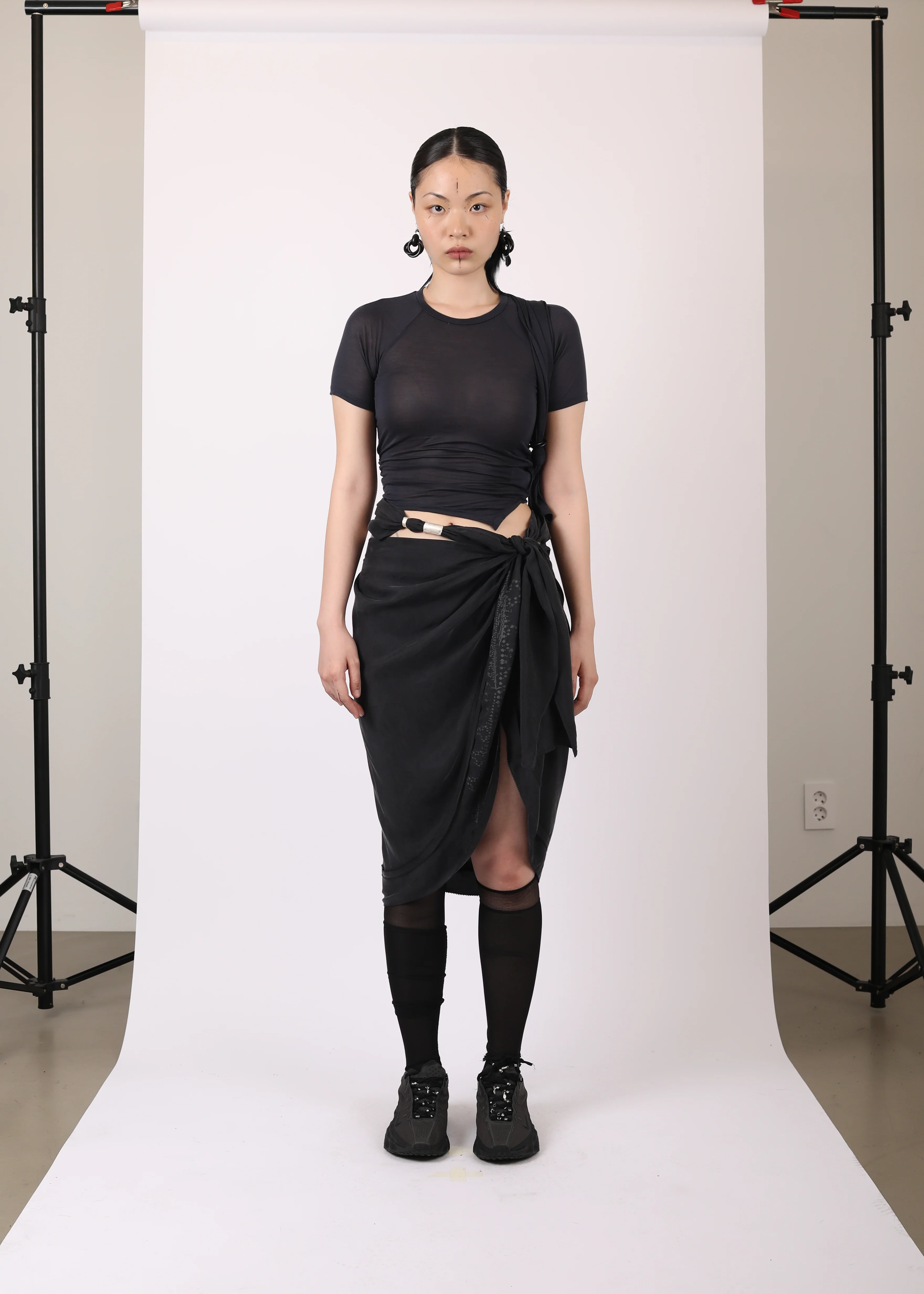 TIED ASYMMETRIC T-SHIRT DARK NAVY - Image 2