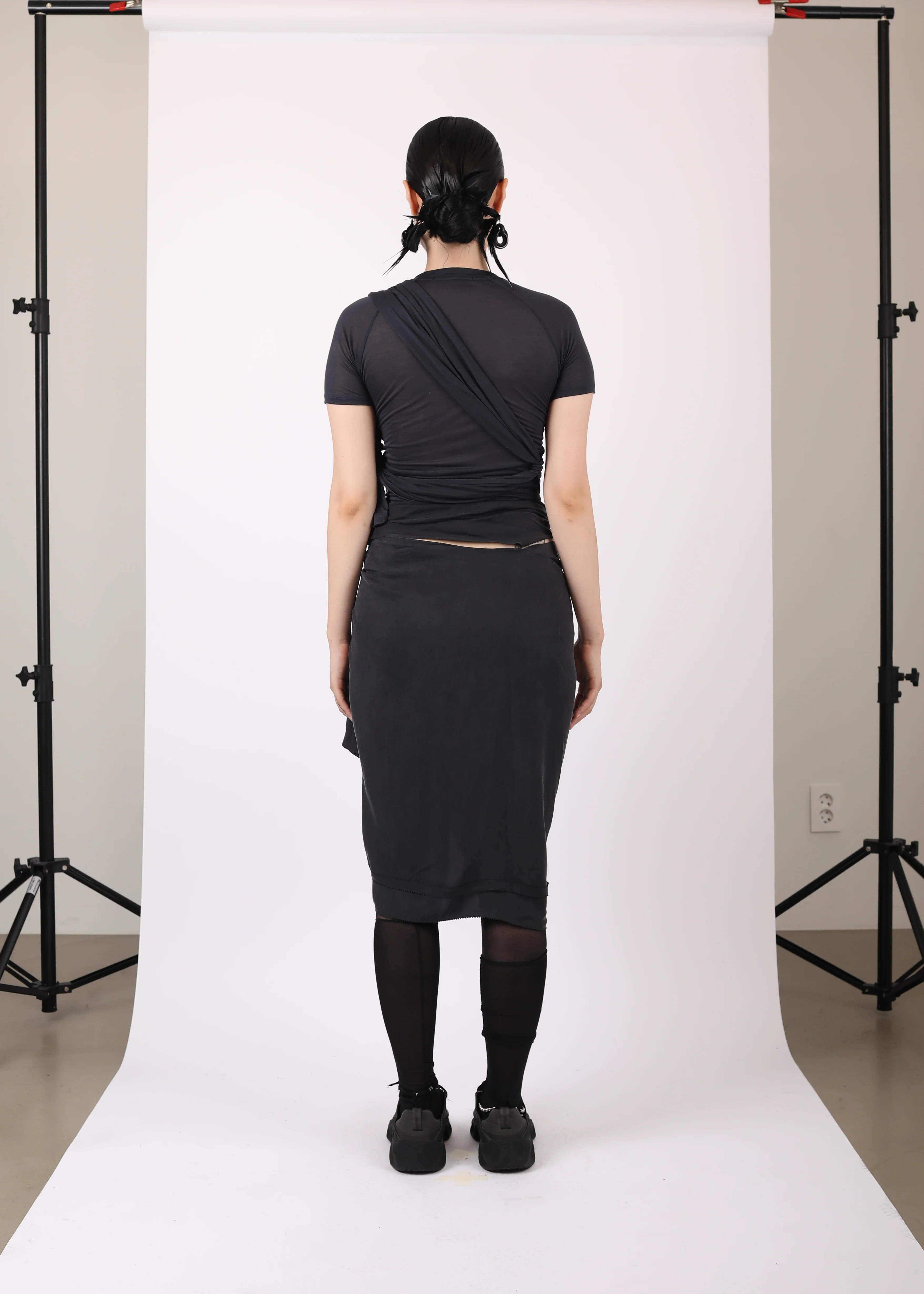 TIED ASYMMETRIC T-SHIRT DARK NAVY - Image 5