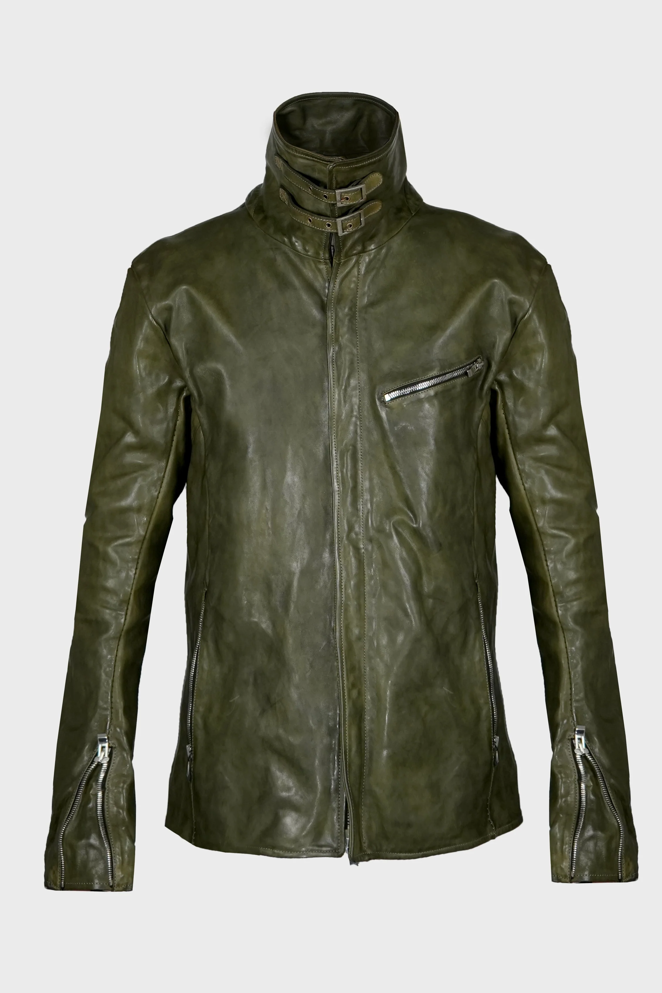 SHIRT COLLAR ZIP BLOUSON DIRTY D.OLIVE - Image 2