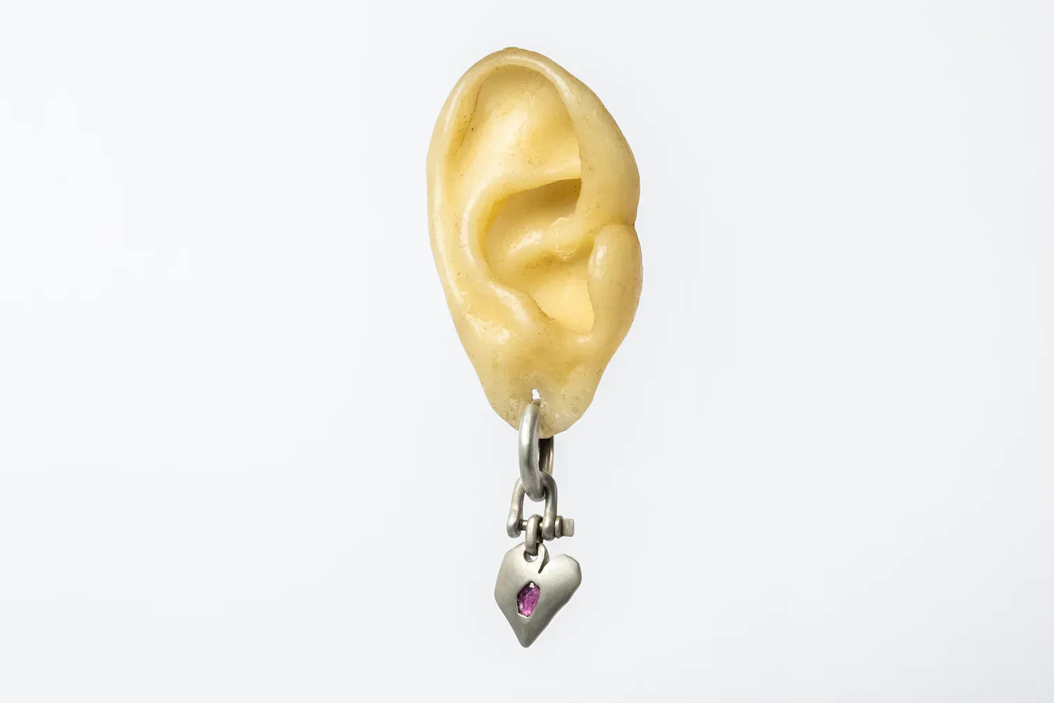 Jazz's Solid Heart Earring (Extra Small, 0.2 CT, Ruby Slice, DA+RUB) - Image 5