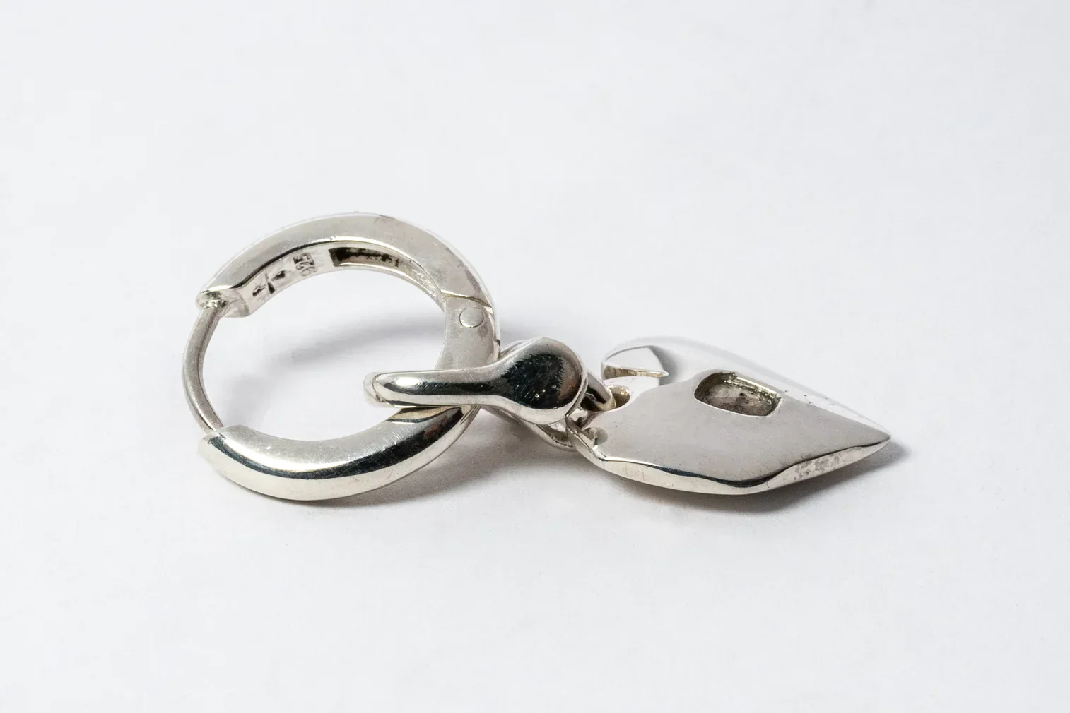 Jazz's Solid Heart Earring (Extra Small, 0.2 CT, Tiny Faceted Diamond Slab, PA+FCDIA) - Image 3