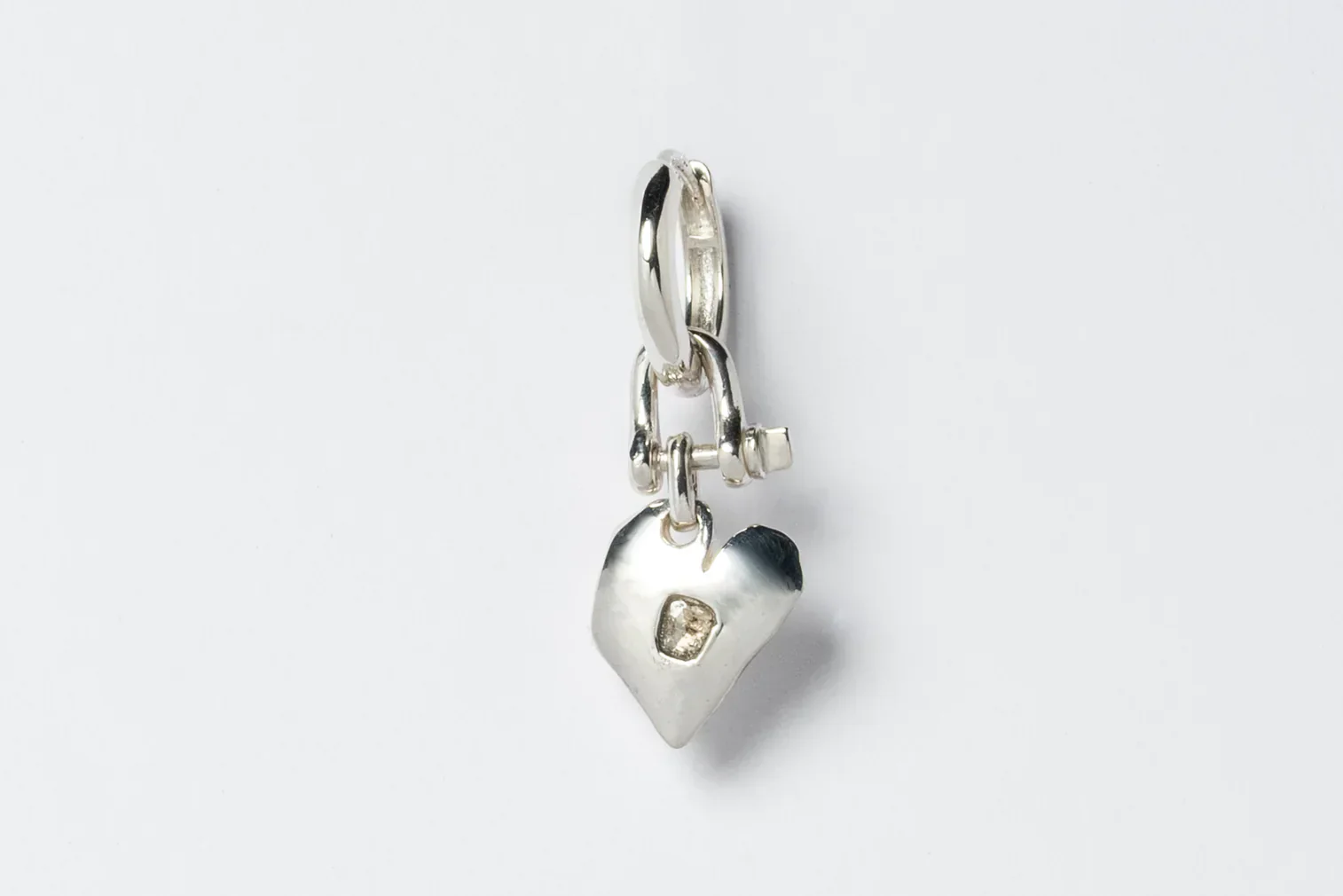 Jazz's Solid Heart Earring (Extra Small, 0.2 CT, Tiny Faceted Diamond Slab, PA+FCDIA) - Image 4