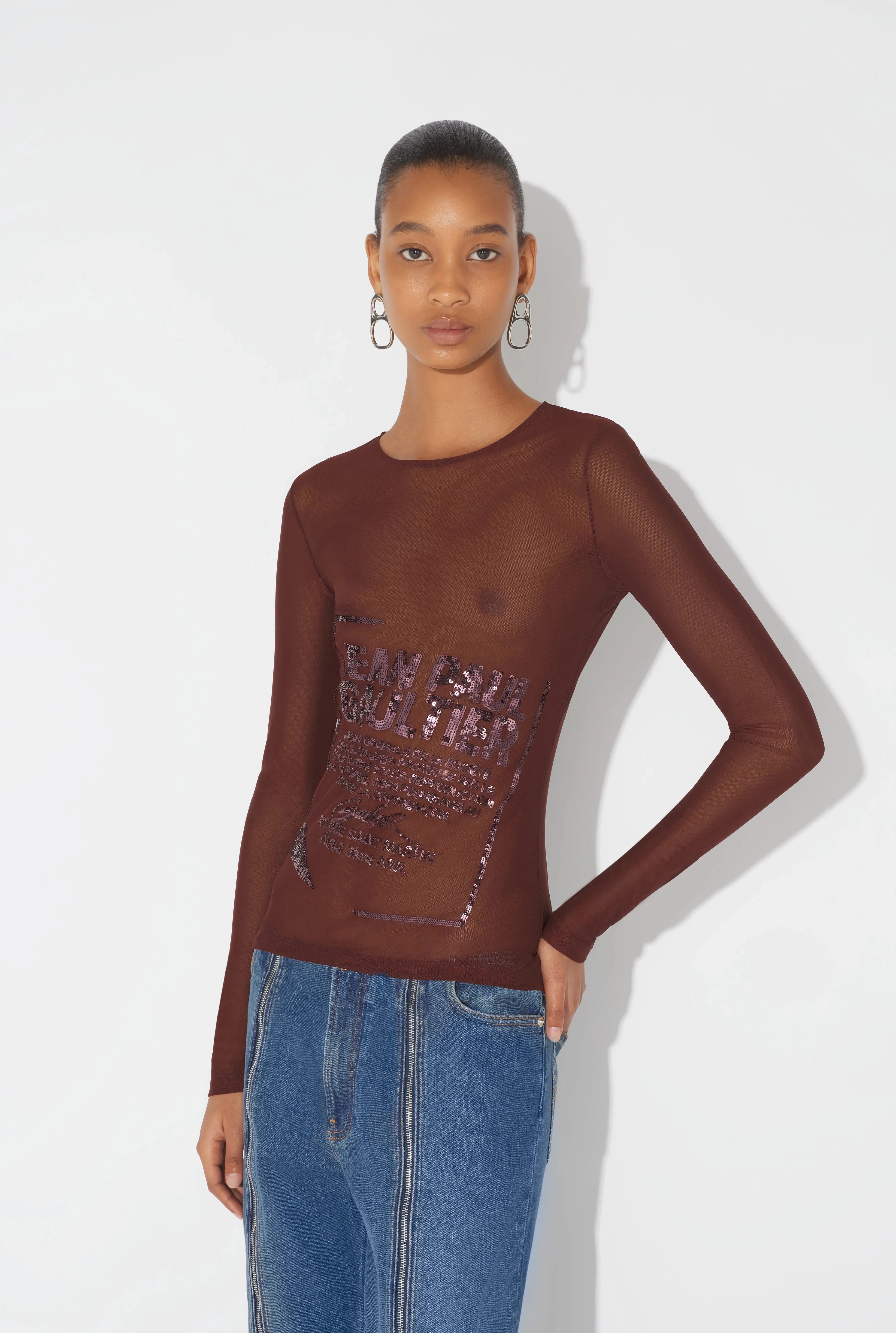 MESH LONG SLEEVES TOP "GAULTIER JACQUARD LABEL" - Image 2