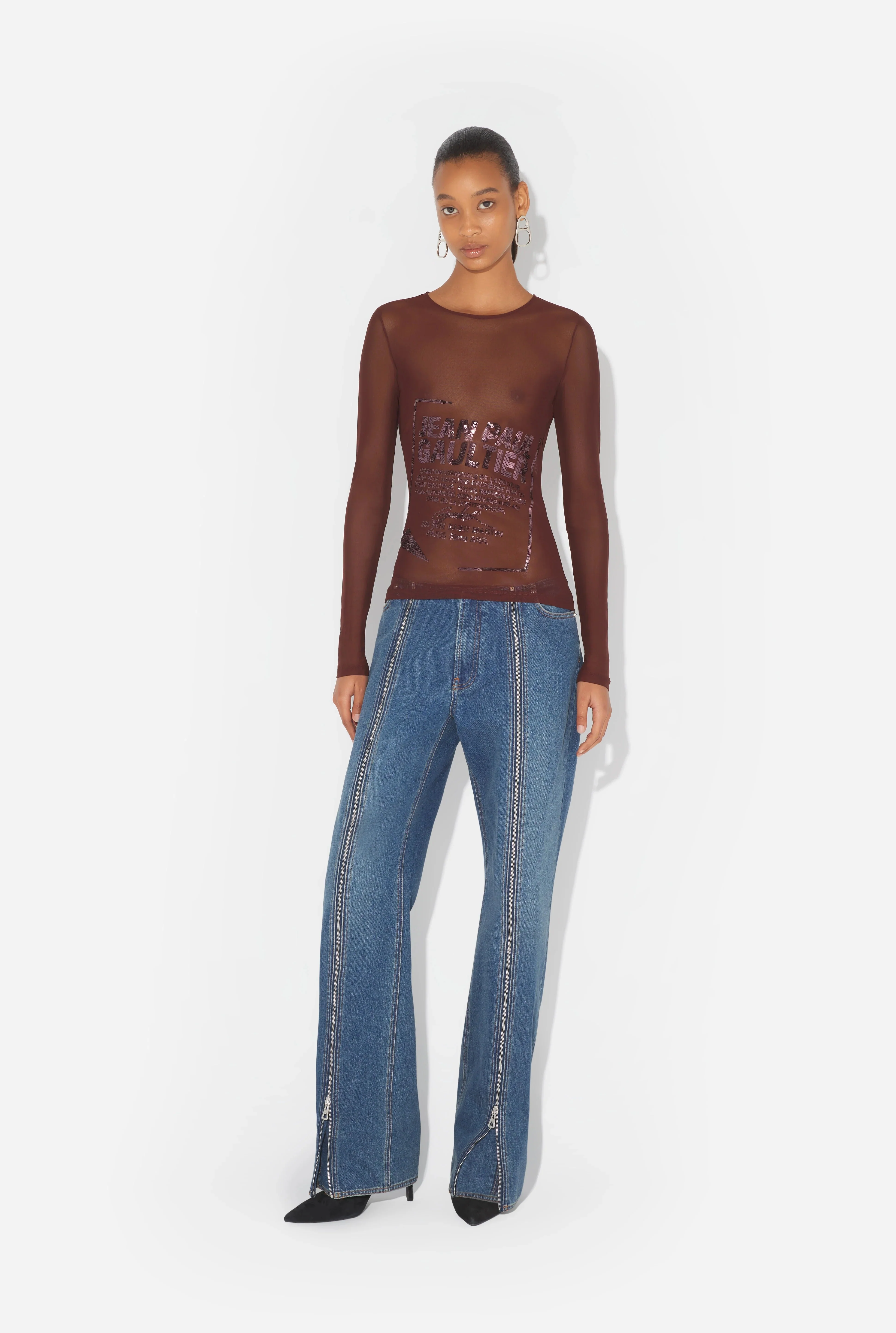 MESH LONG SLEEVES TOP "GAULTIER JACQUARD LABEL" - Image 4