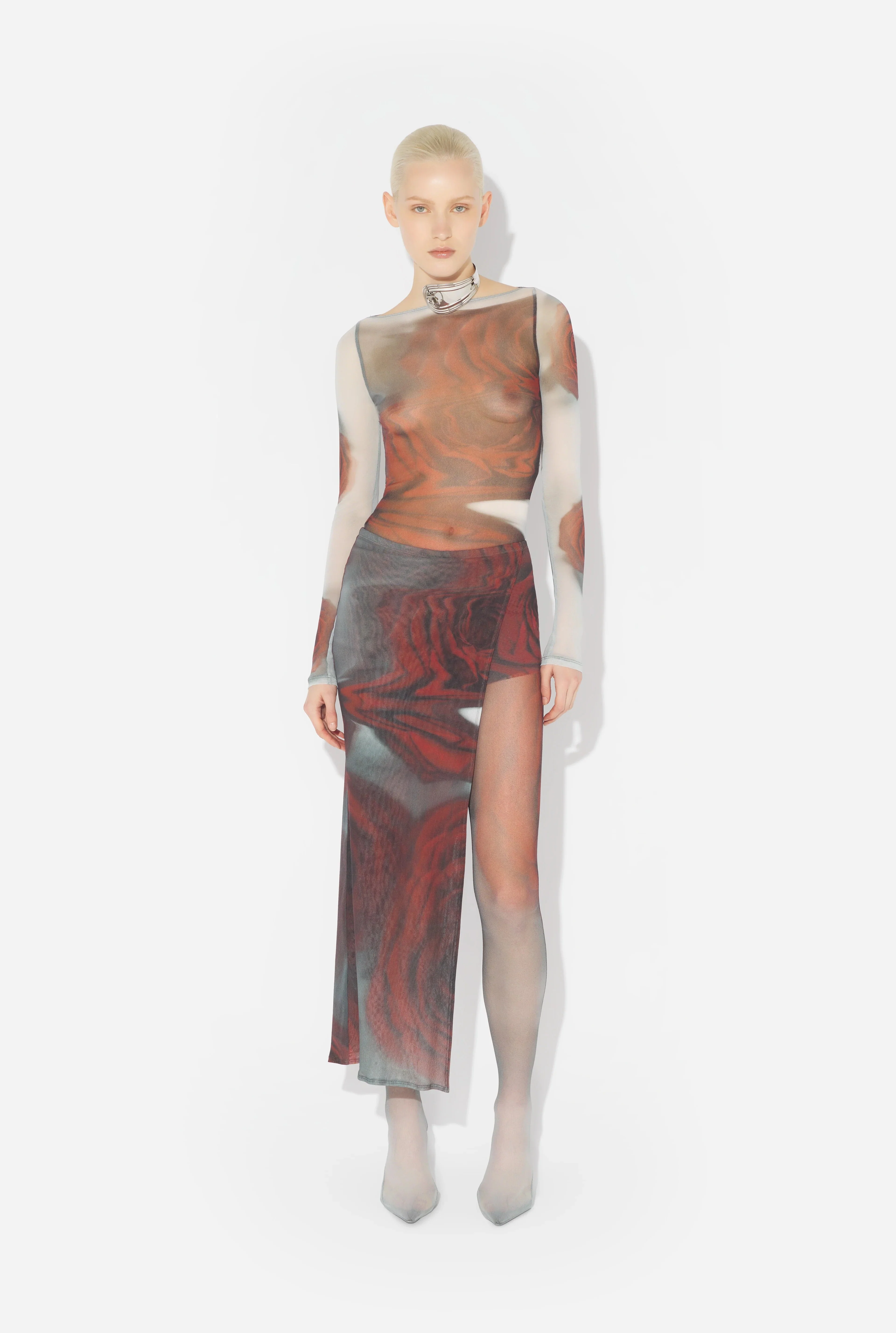 MESH MINI SHORT W/ SKIRT "BLURRY ROSES" - Image 2