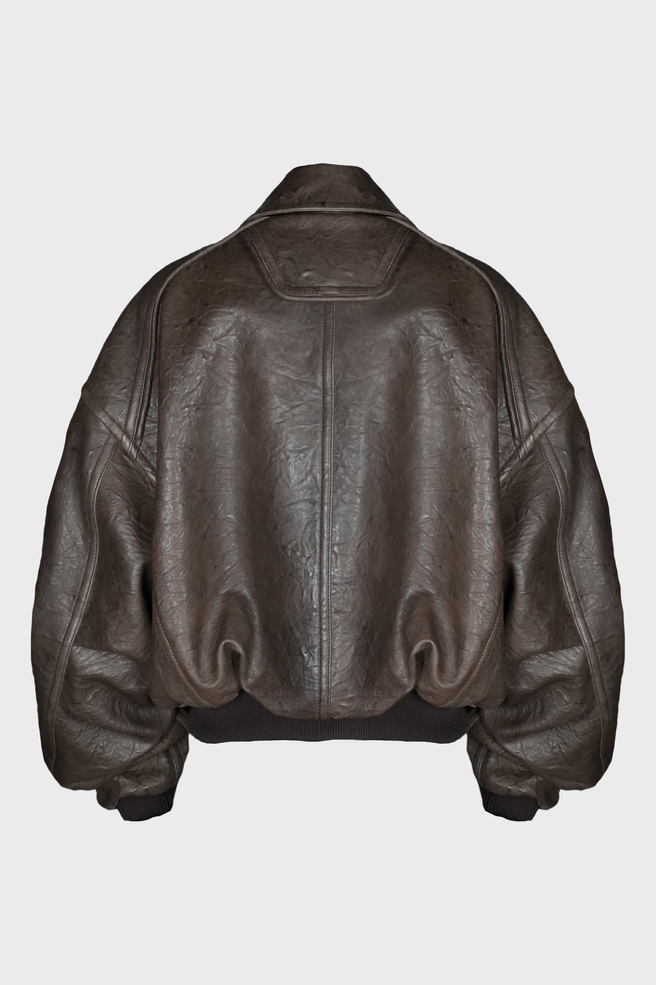 CRINKCLE LEATHER A-2 JUMPER BROWN - Image 2