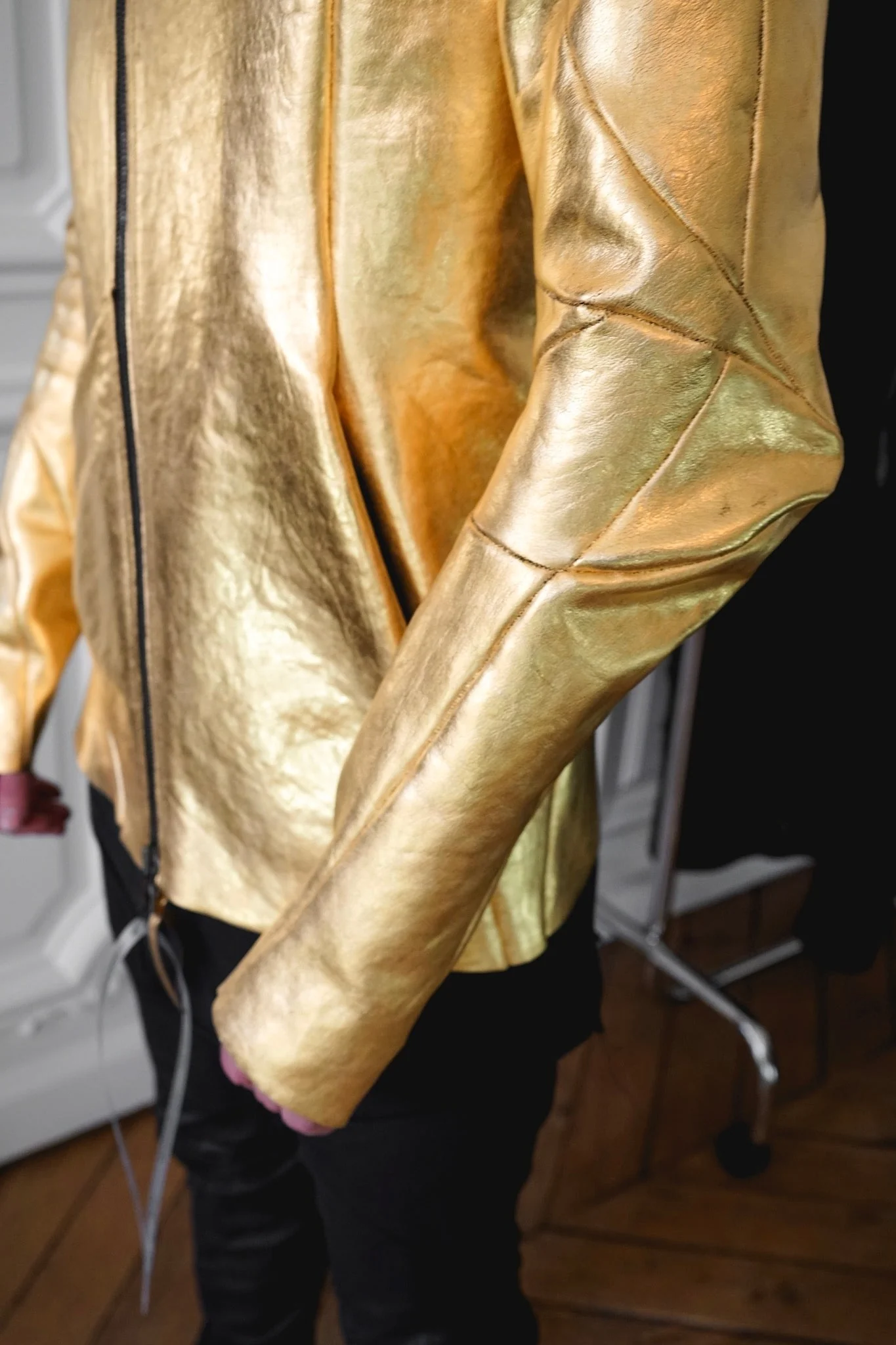 24K Gold Deconstructed Horse Leather Jacket - Image 7