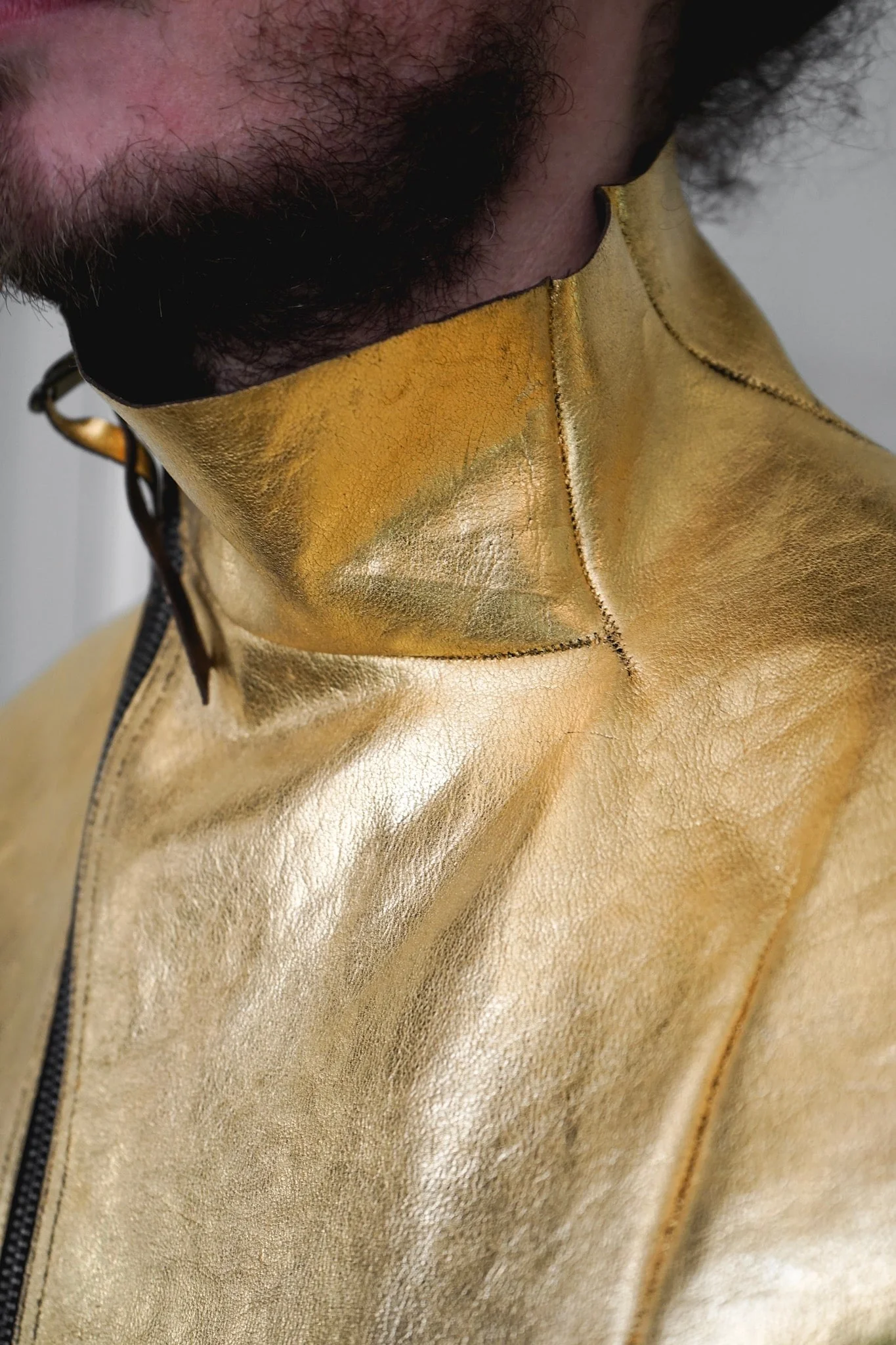 24K Gold Deconstructed Horse Leather Jacket - Image 8