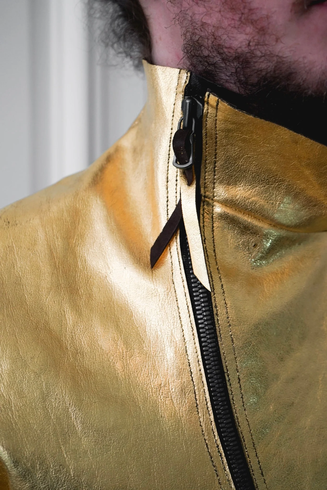 24K Gold Deconstructed Horse Leather Jacket - Image 9