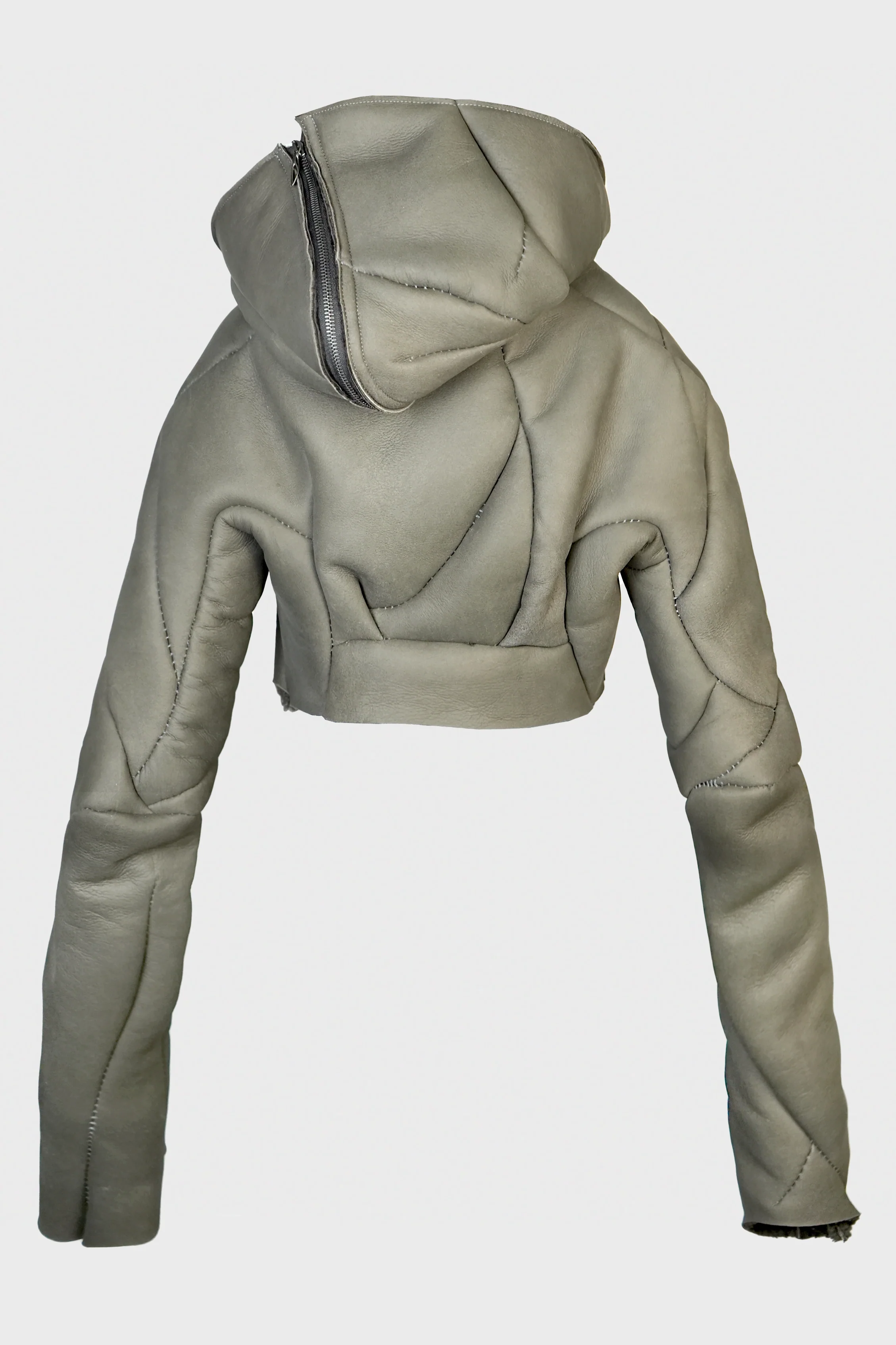 DISTORTION CROPPED HOODED JACKET BROWN - Image 2