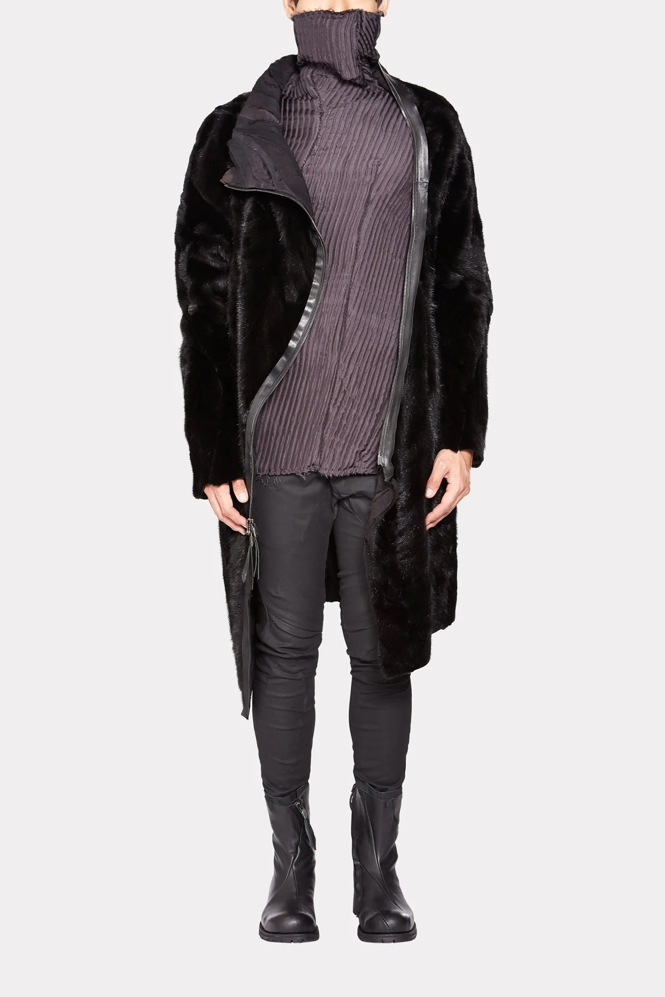 Double Layered Nettle Jacket with Real Mink Fur - Image 12