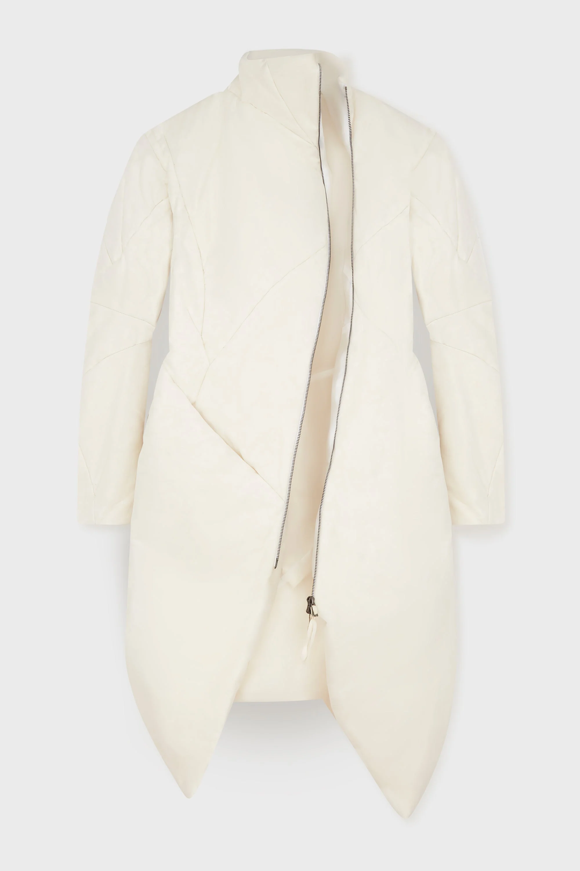 White Distortion Curved Down Coat - Image 4