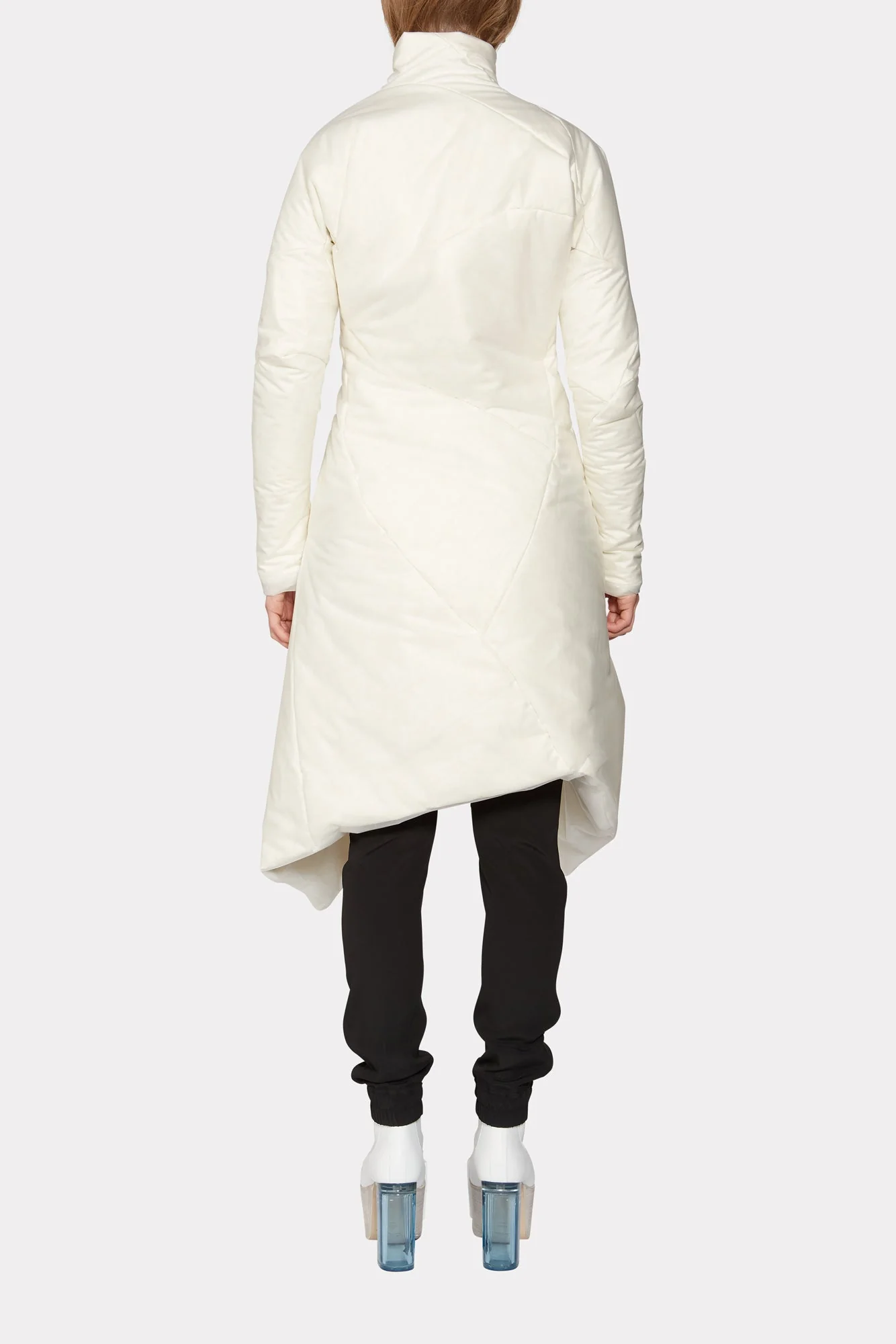 White Distortion Curved Down Coat - Image 6