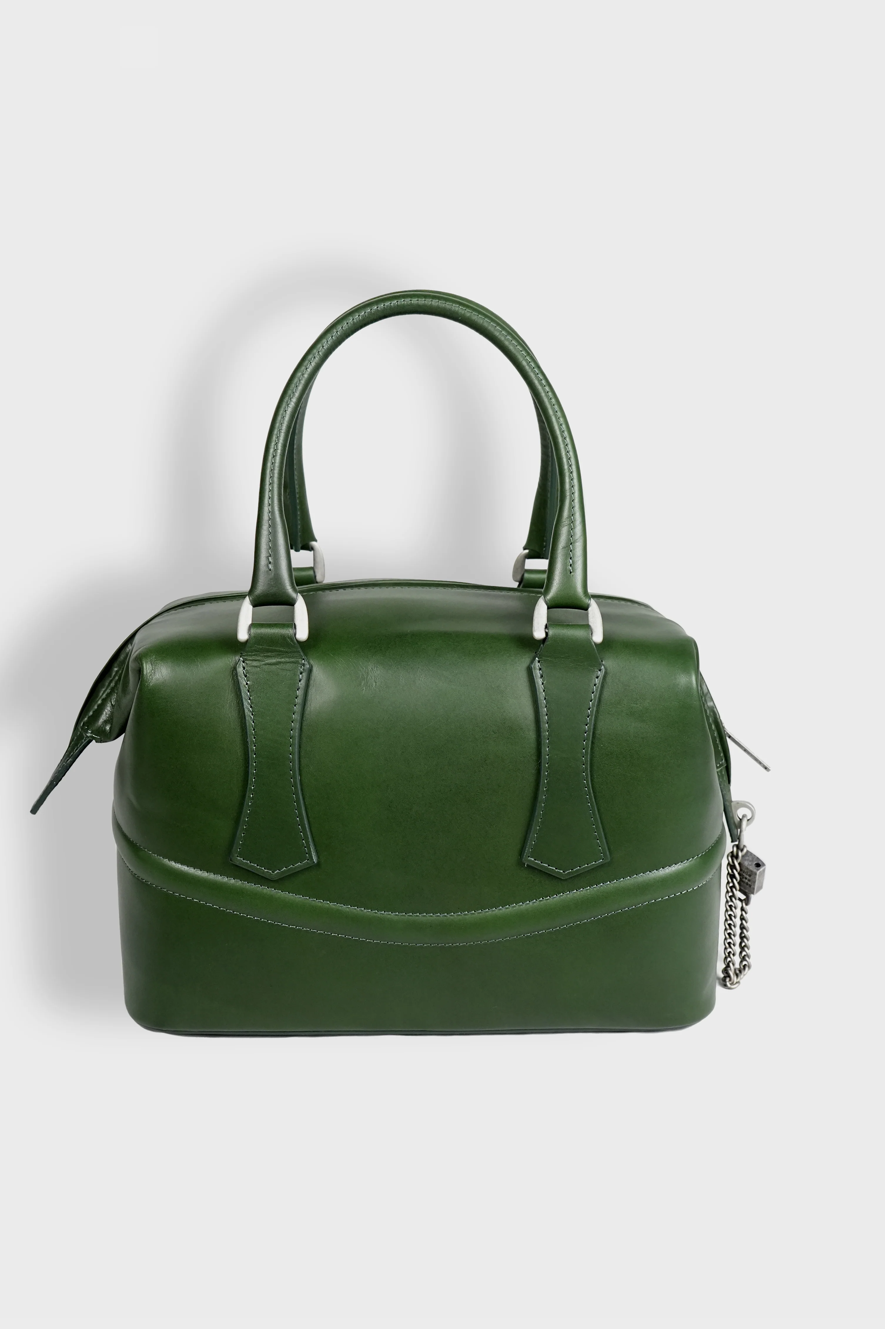 LOGO EMBOSSED LEATHER MESSENGER BAG GREEN - Image 3