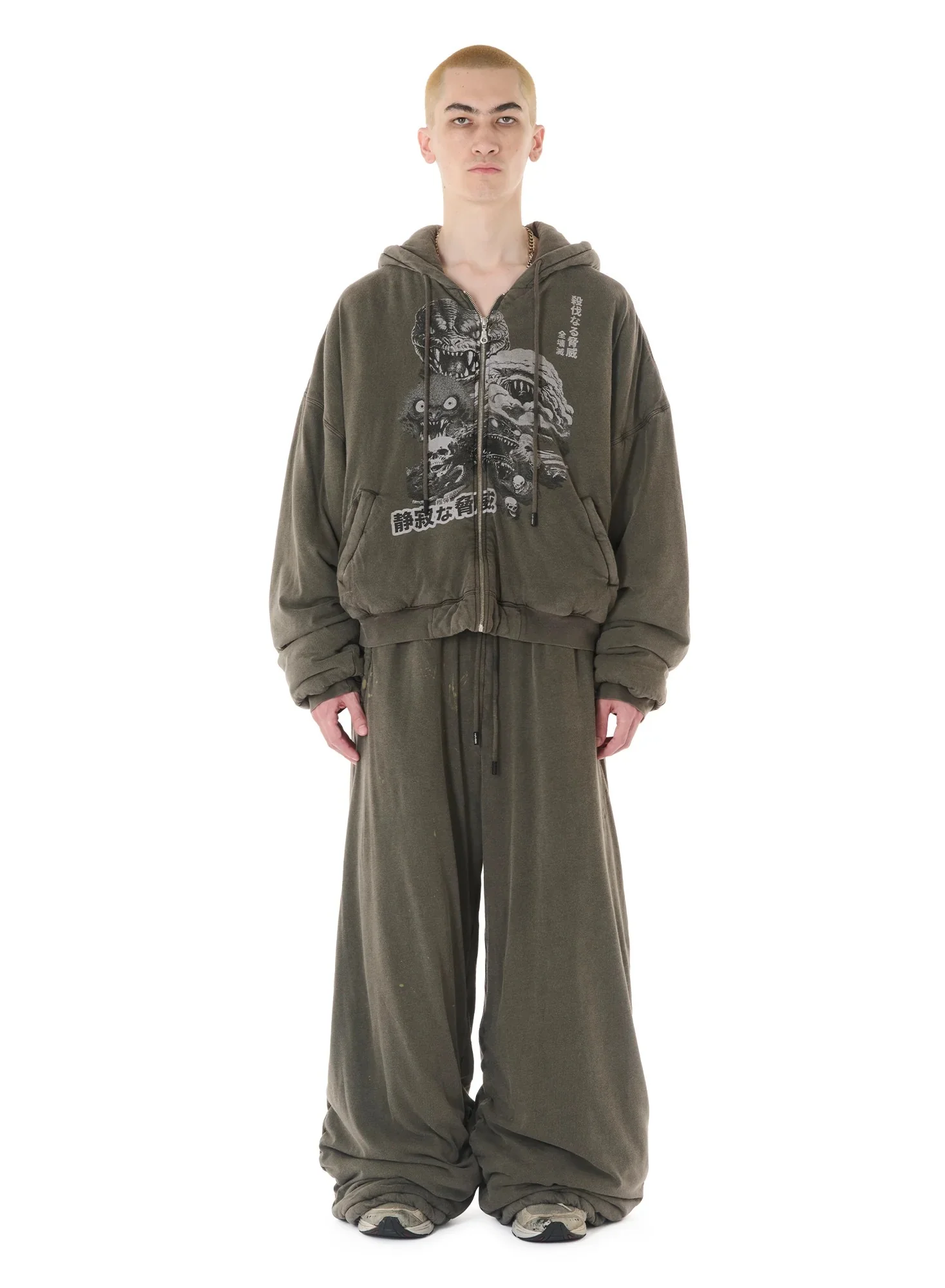 WADDED HOODIE WASHED BLACK - Image 2