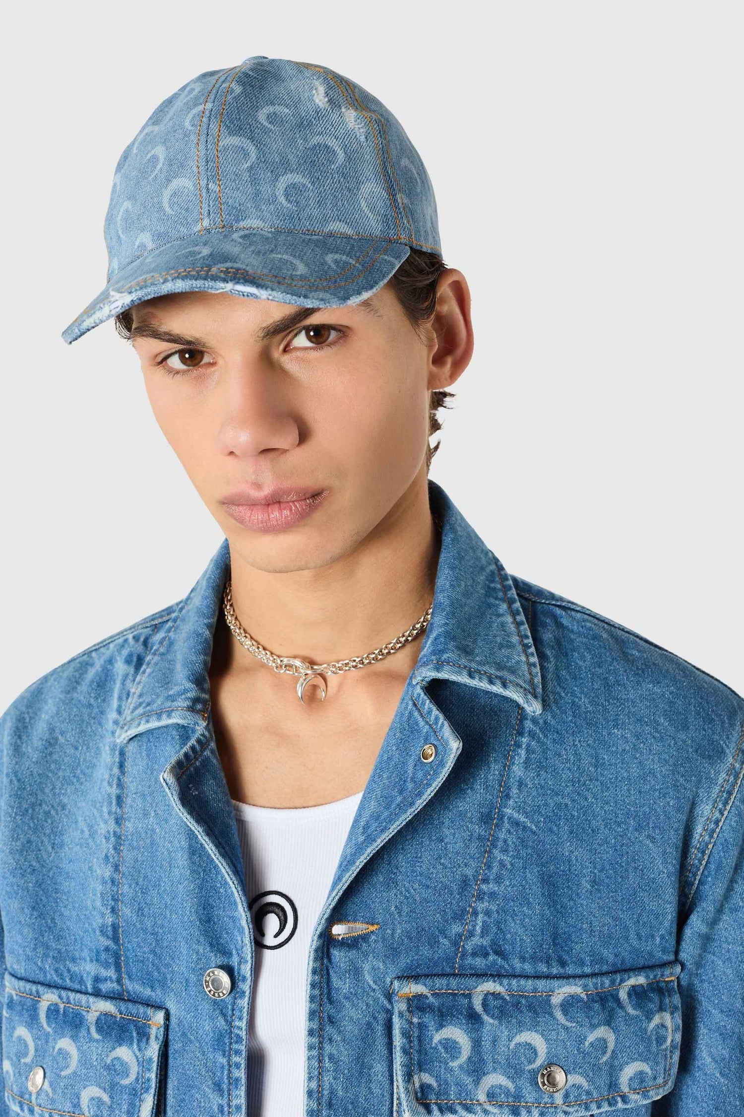 MOON DENIM BASEBALL CAP LIGHT BLUE - Image 2