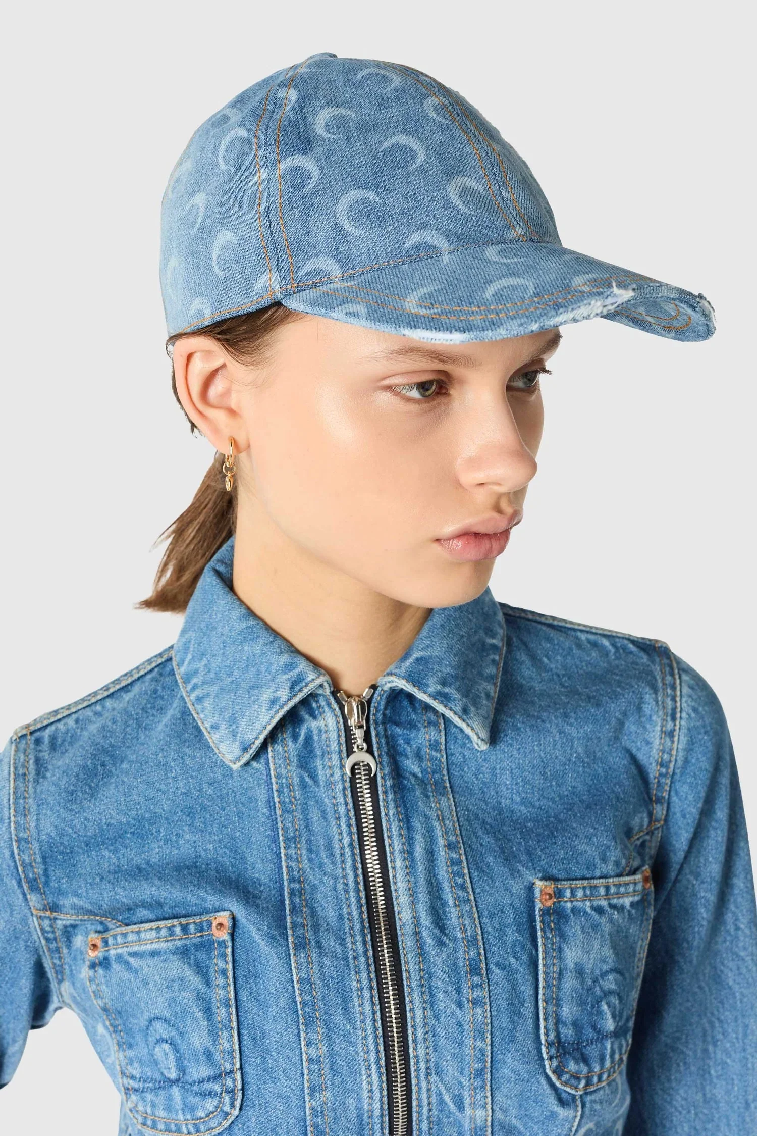 MOON DENIM BASEBALL CAP LIGHT BLUE - Image 4