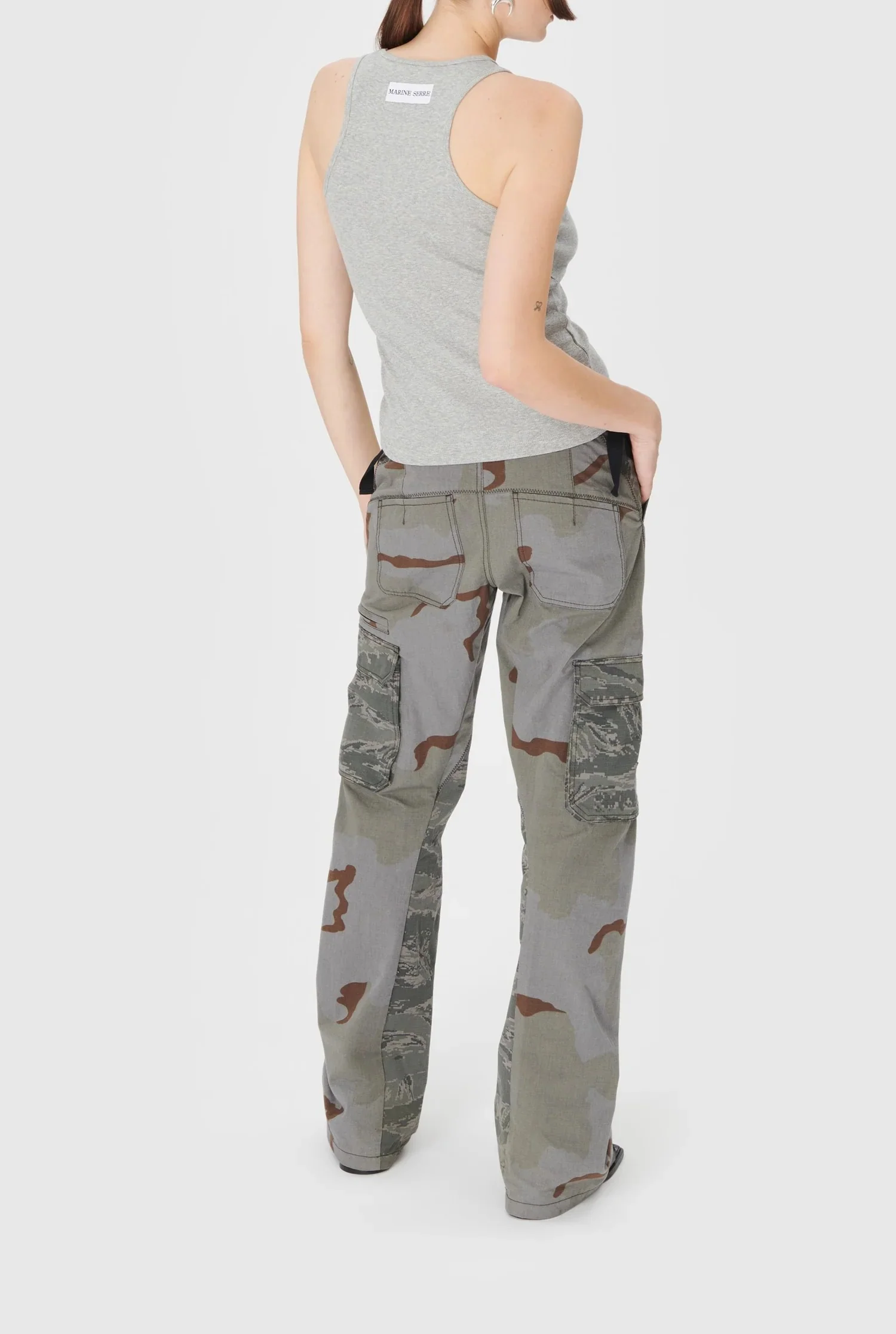 MOON LOGO RIBBED JERSEY TANK TOP GREY - Image 3