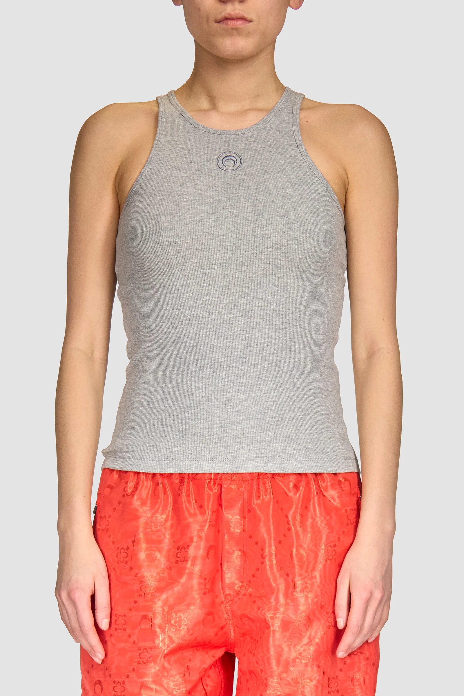 MOON LOGO RIBBED JERSEY TANK TOP GREY - Image 4
