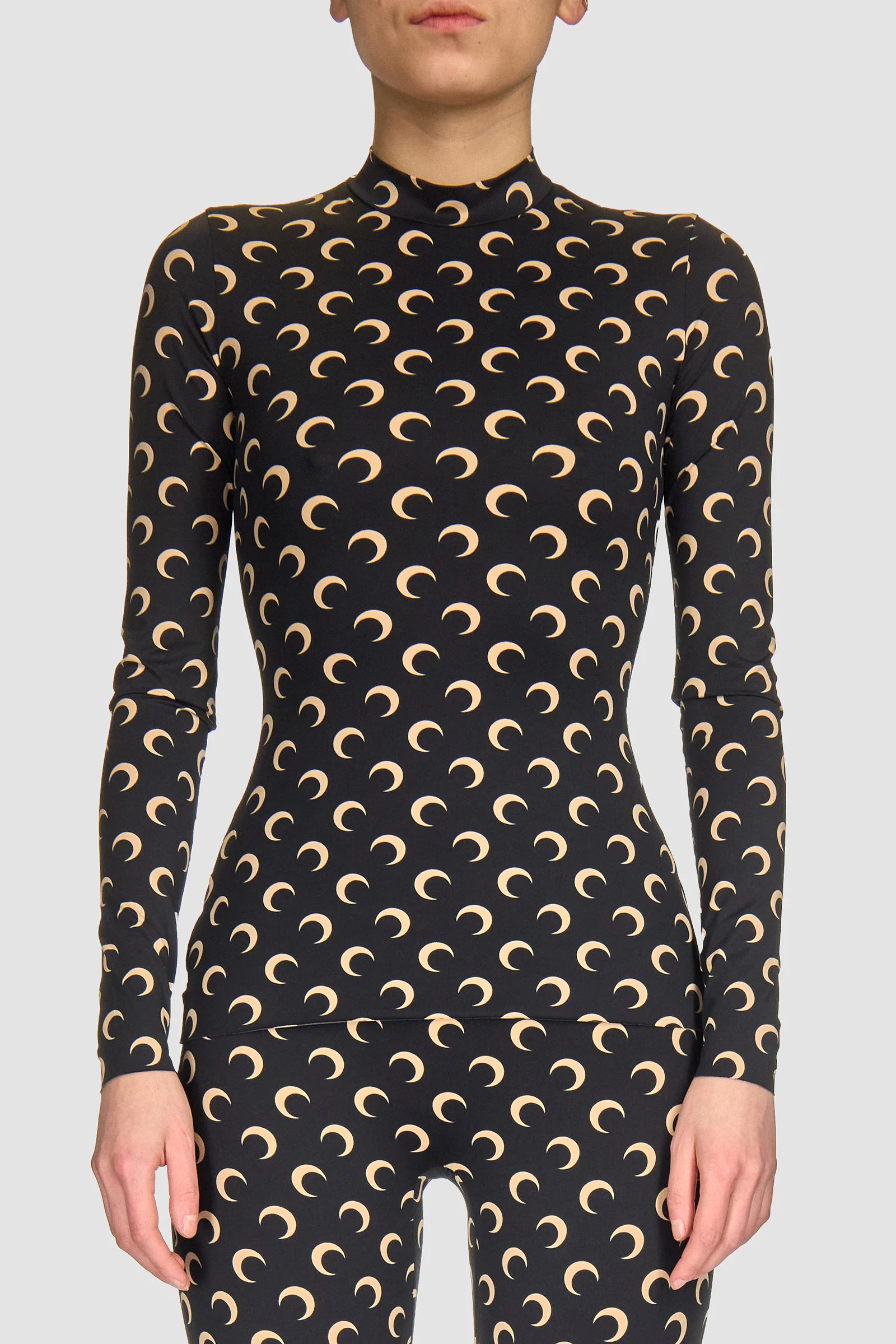 MOON PRINTED JERSEY LS HIGHNECK TOP INVERSE TAN - Image 2
