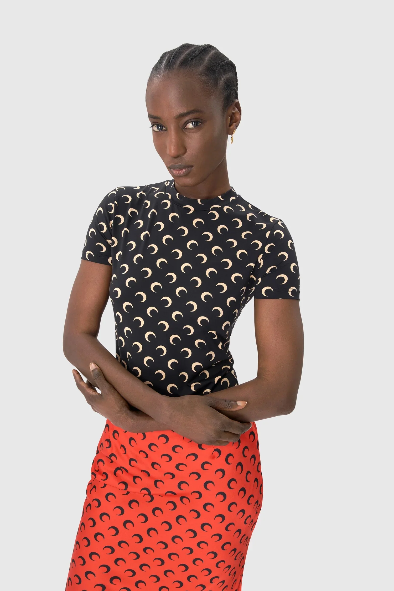 MOON PRINTED JERSEY SS CREWNECK TOP INVERSE TAN - Image 2